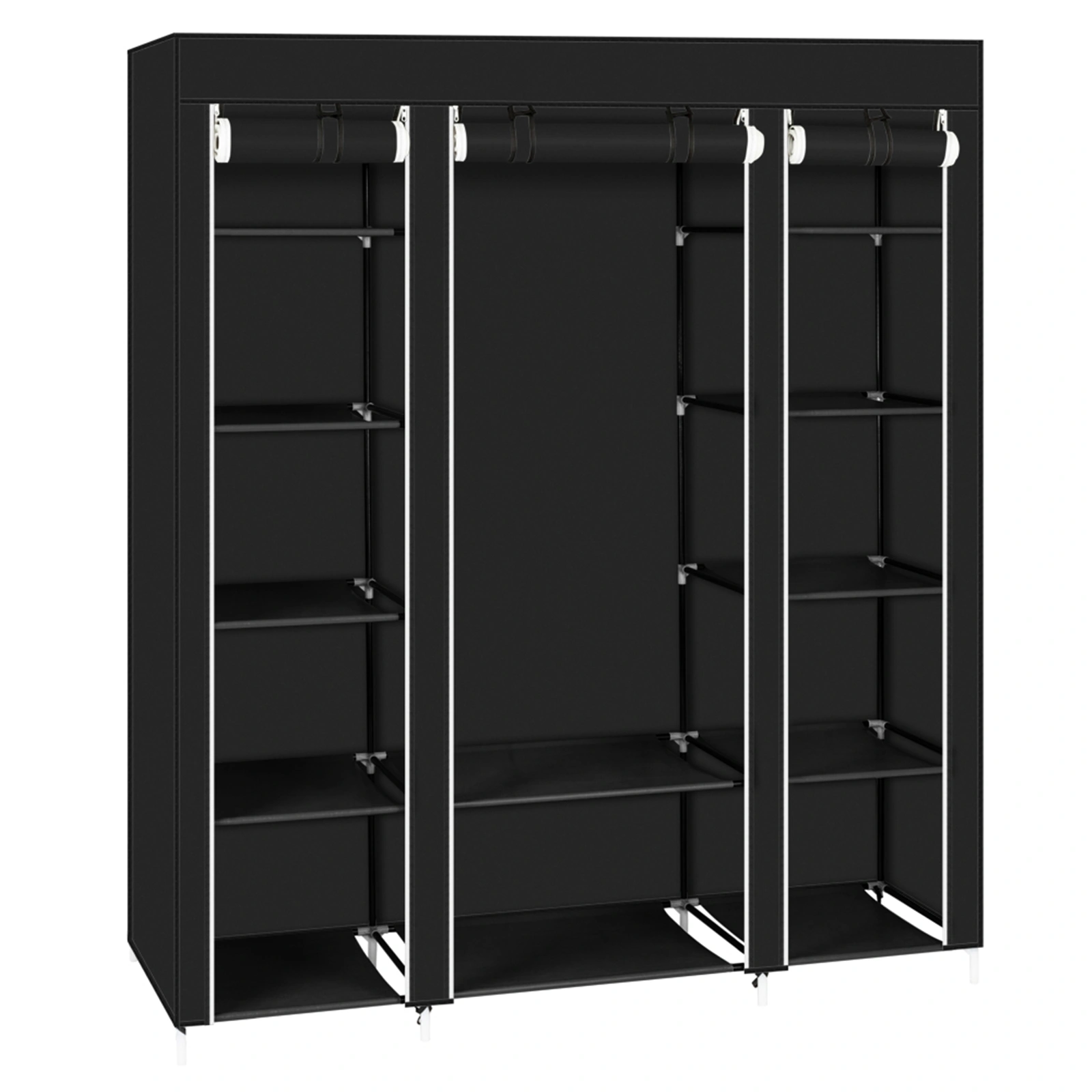 69" Portable Clothes Closet Wardrobe Storage Organizer with Non-Woven Fabric Quick and Easy to Assemble Extra Strong and Durable Black view 8