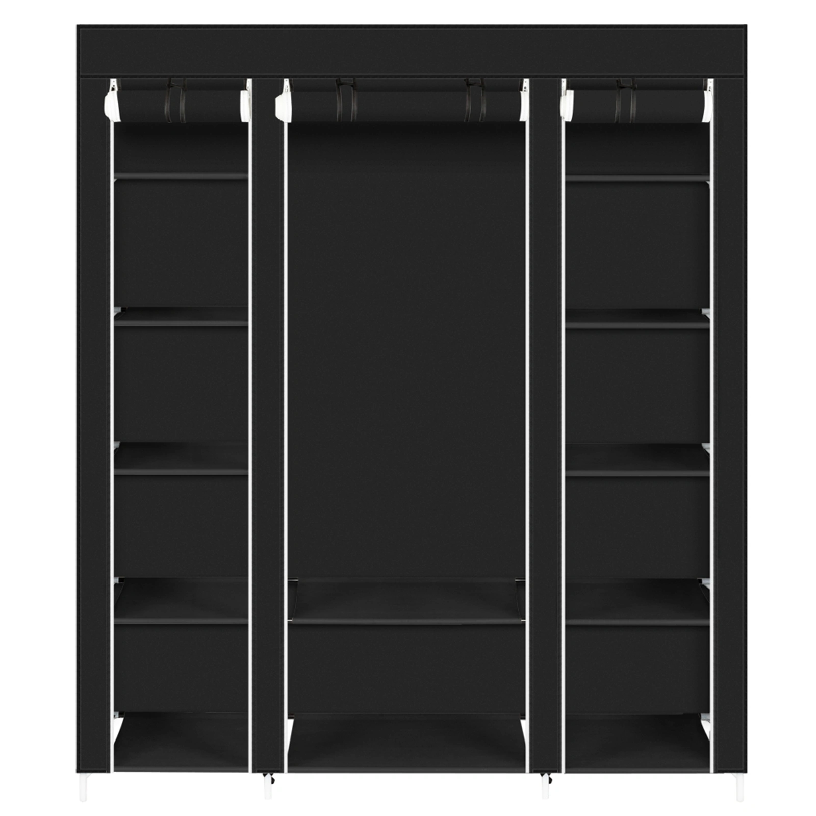 69" Portable Clothes Closet Wardrobe Storage Organizer with Non-Woven Fabric Quick and Easy to Assemble Extra Strong and Durable Black view 9