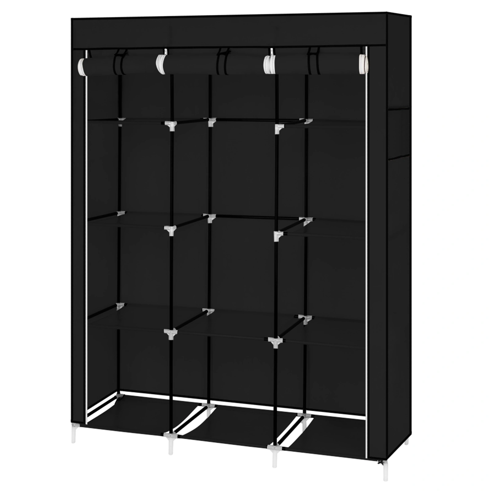 67 Inch Portable Closet Organizer, Black Wardrobe Storage with 10 Shelves, Easy Assembly