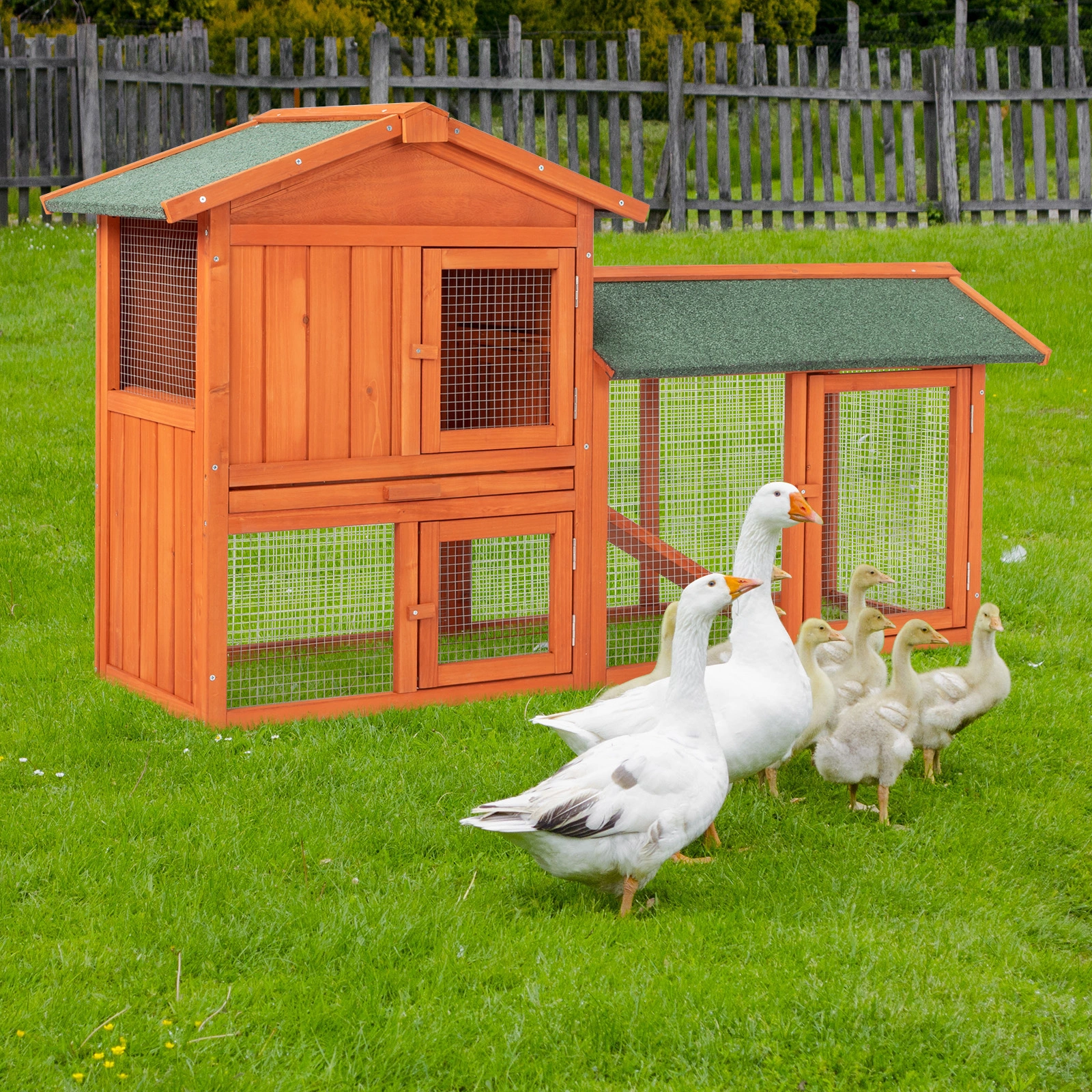 61" Wooden Chicken Coop Hen House with Ramp, Rabbit Hutch Poultry Cage for Indoor Outdoor Use view 4
