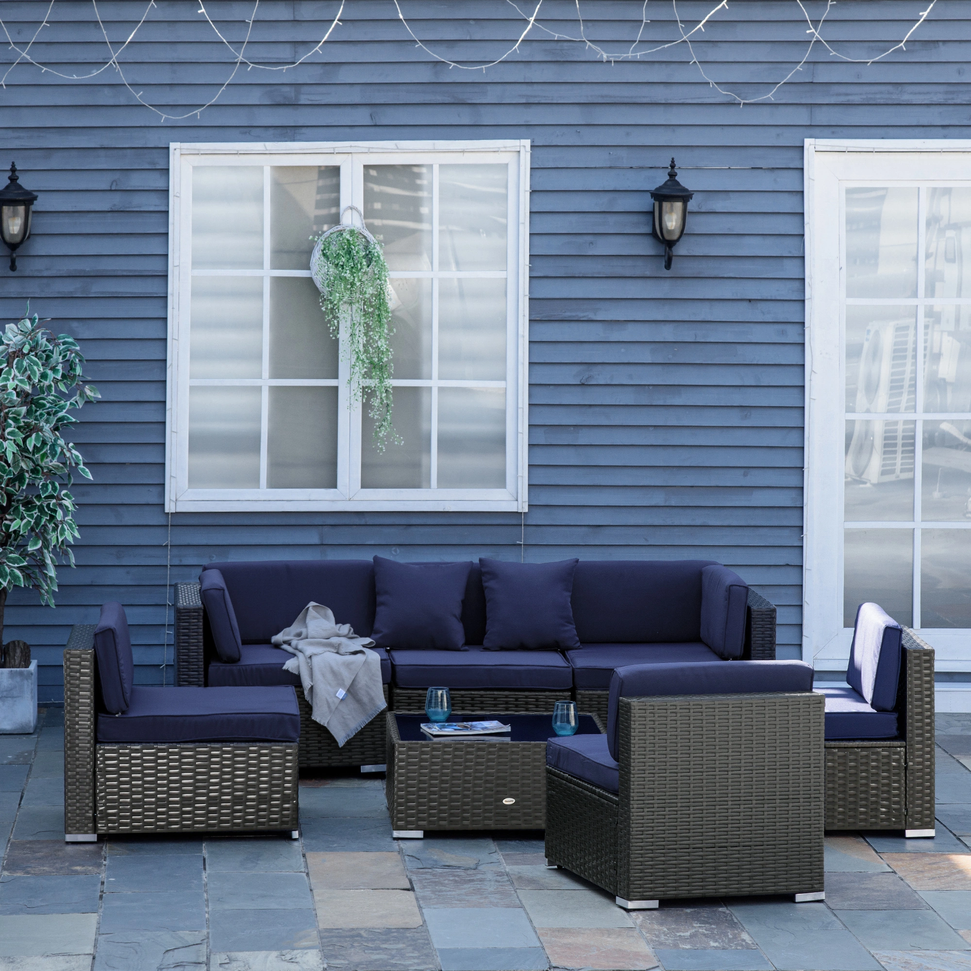 Outdoor Rattan 3-Seater Sofa Set PE Wicker Patio Furniture Garden Lounge Couch Brown view 3