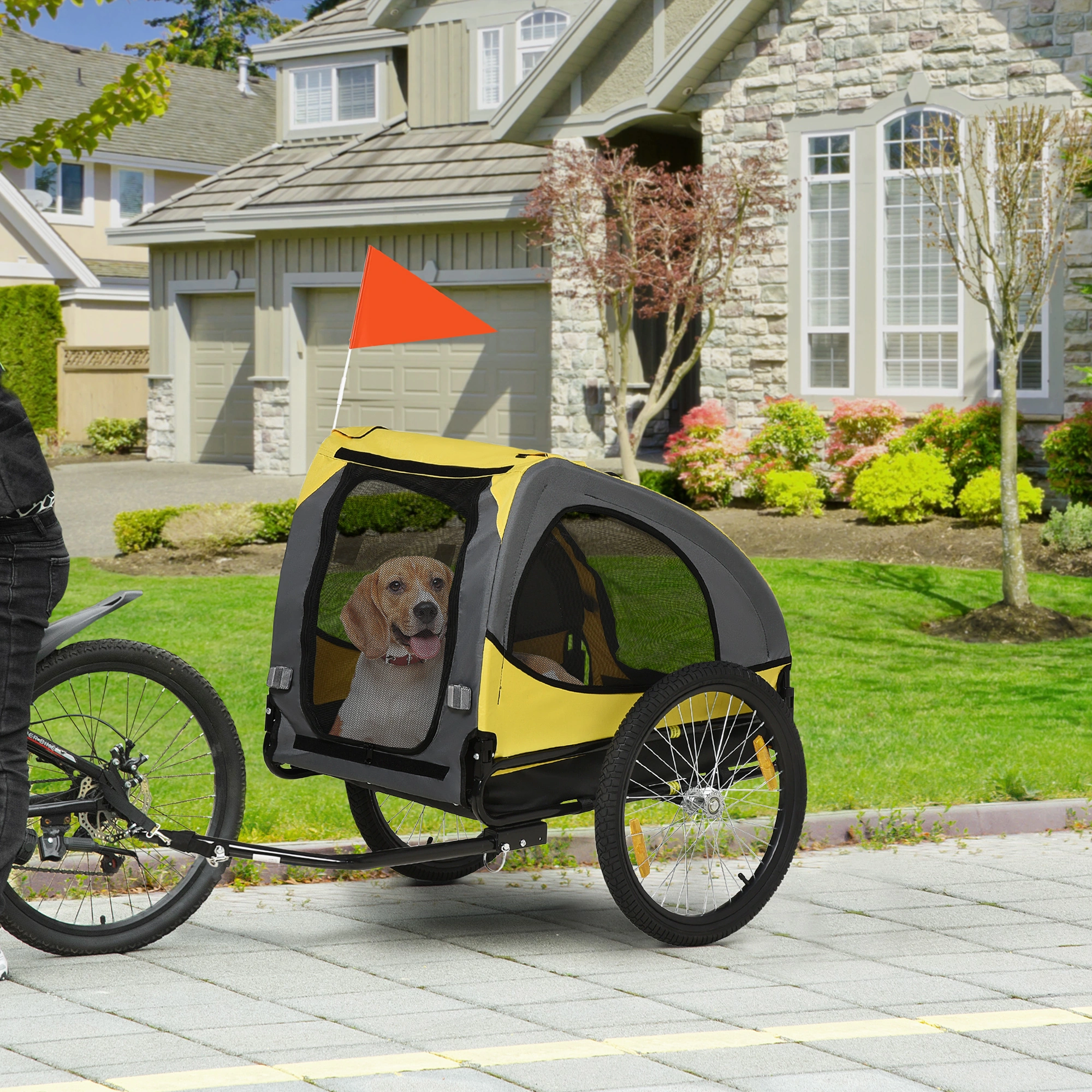 Heavy Duty Pet Bicycle Cart for Dogs & Cats, Rear Wheel Attachment Stroller for Pet Walking & Traveling