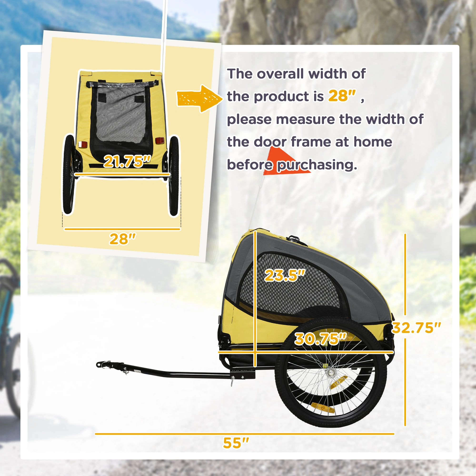 Heavy Duty Pet Bicycle Cart for Dogs & Cats, Rear Wheel Attachment Stroller for Pet Walking & Traveling view 2
