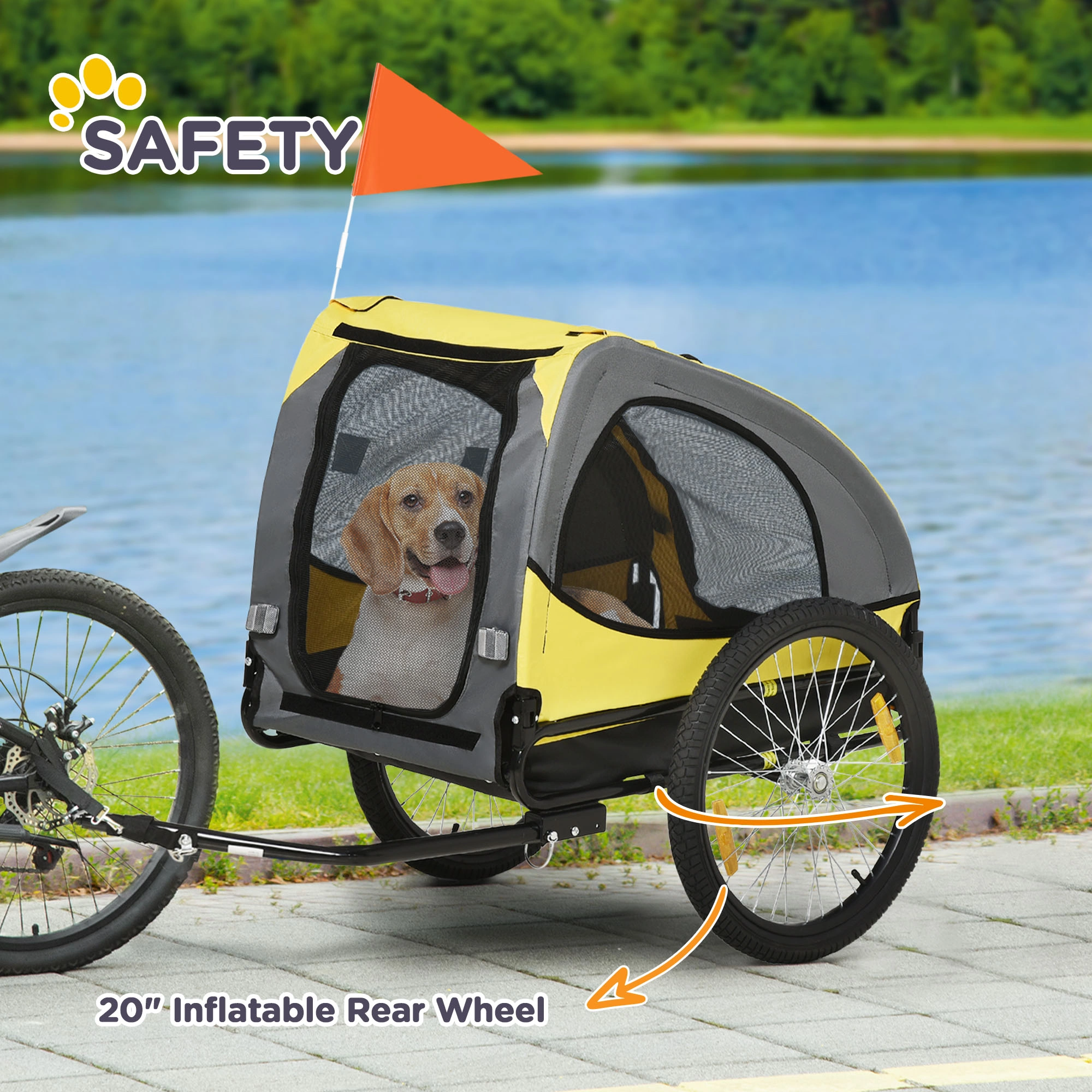 Heavy Duty Pet Bicycle Cart for Dogs & Cats, Rear Wheel Attachment Stroller for Pet Walking & Traveling view 6