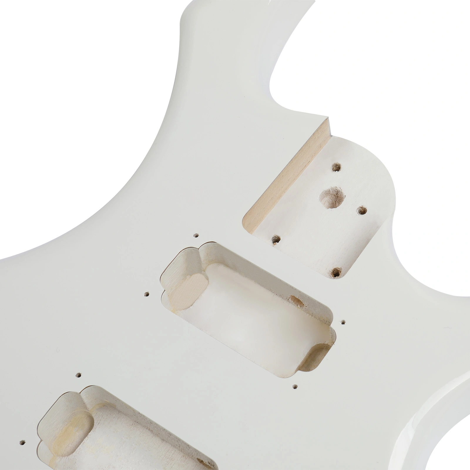 DIY 6 String Flame Shaped Style HSH Electric Guitar Kits with Mahogany Body, Maple Neck and Accessories White view 4