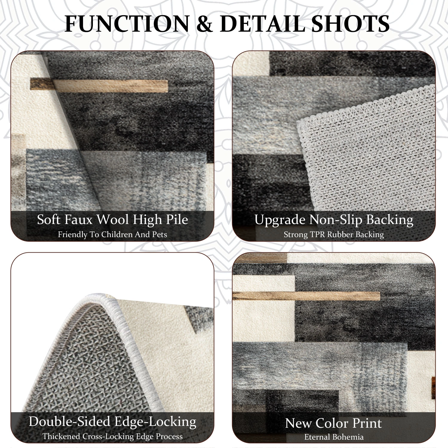 Three-piece kitchen rug set, non-slip and washable, abstract pattern kitchen hallway rug, soft and comfortable, suitable for sinks, floors, entrances, hallways and bathrooms. view 7