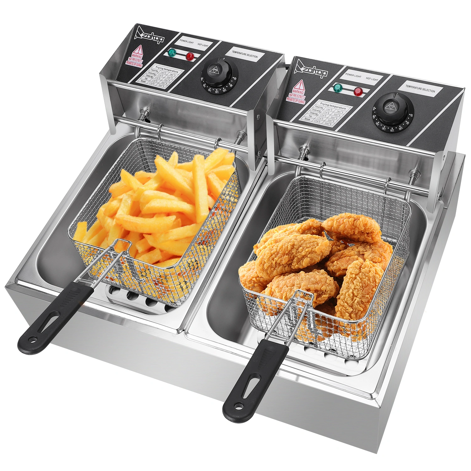 EH82 2500W Electric Deep Fryer 12.7QT/12L Stainless Steel Double Cylinder UK Plug 220-240V