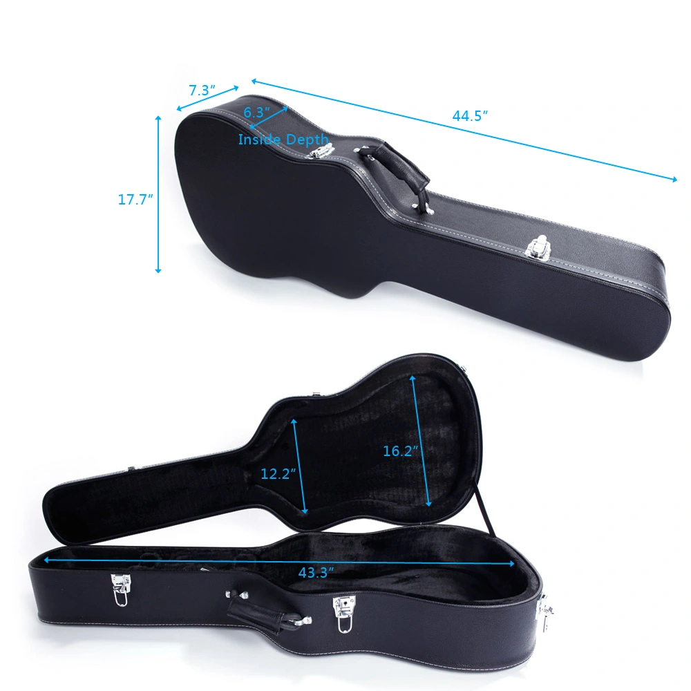 41" Folk Guitar Hardshell Case Microgroove Flat Black Fits Most Acoustic Guitars view 16