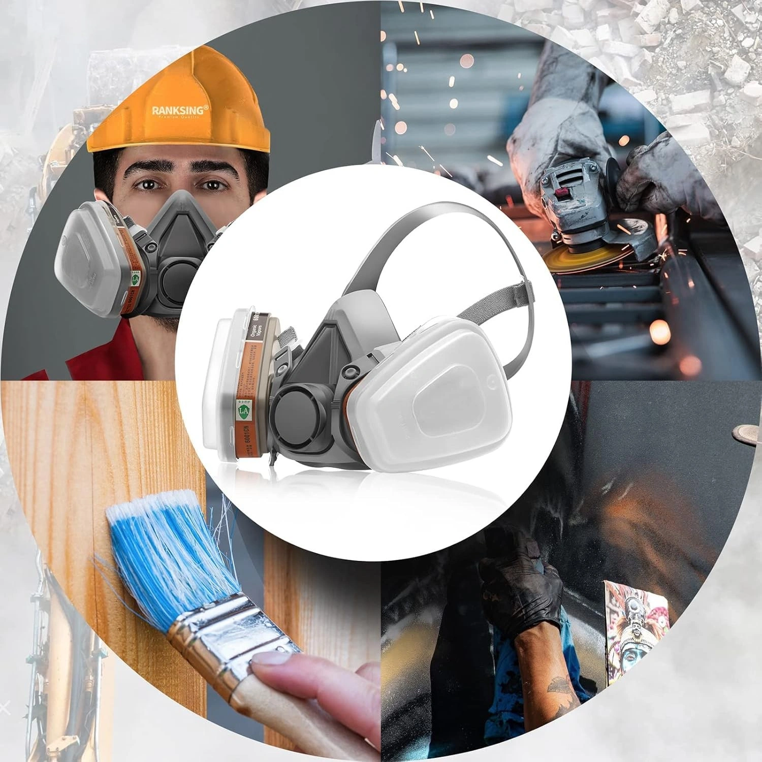 Reusable Half Face Shield Respirator Safety Mask for Painting Welding Sanding Dust Protection view 5