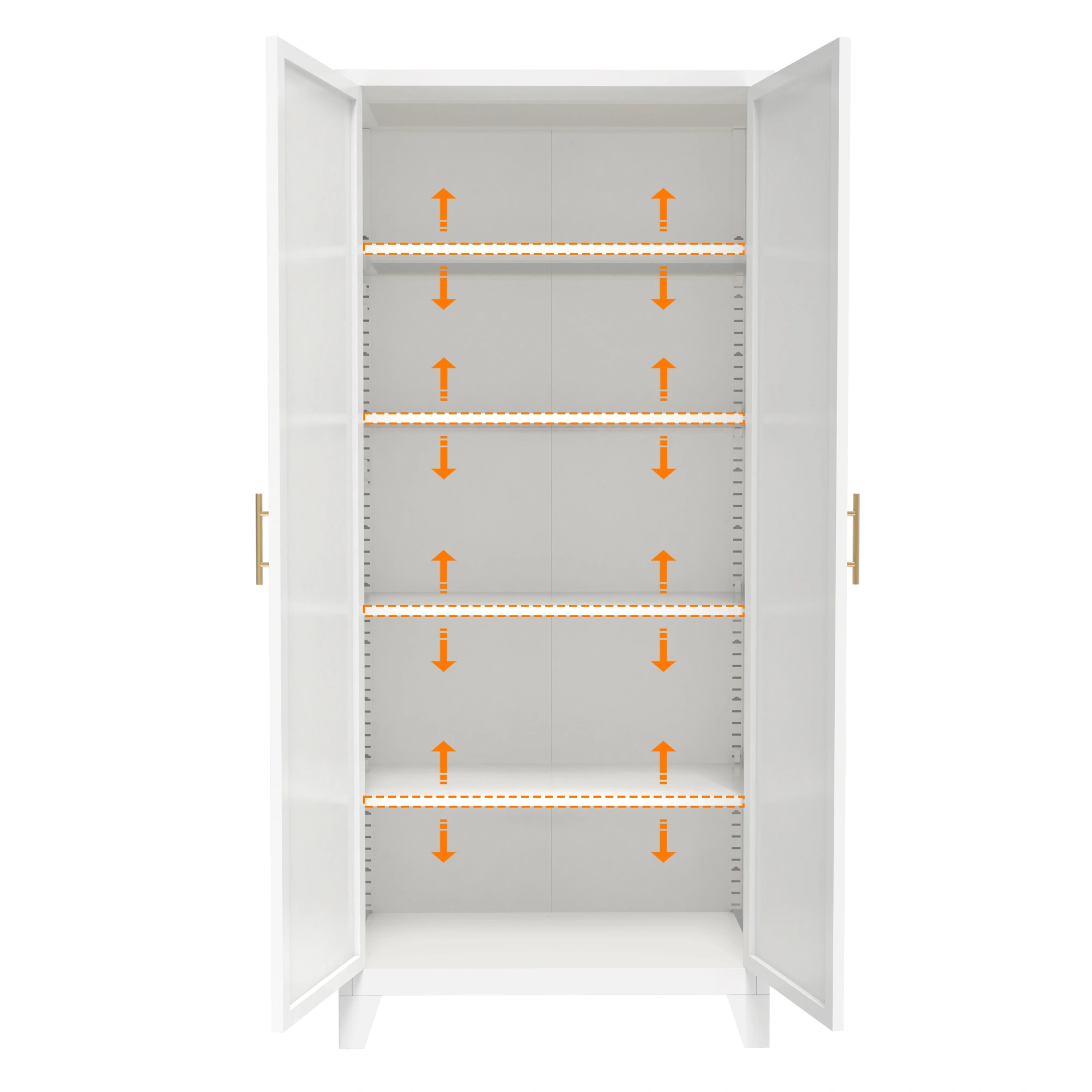 71'' 2 Shapely Doors Cabinet, Metal Storage Cabinet with Doors and Adjustable Shelves, for Bedroom, Living Room, Kitchen(White)-Does not support self pick up view 11