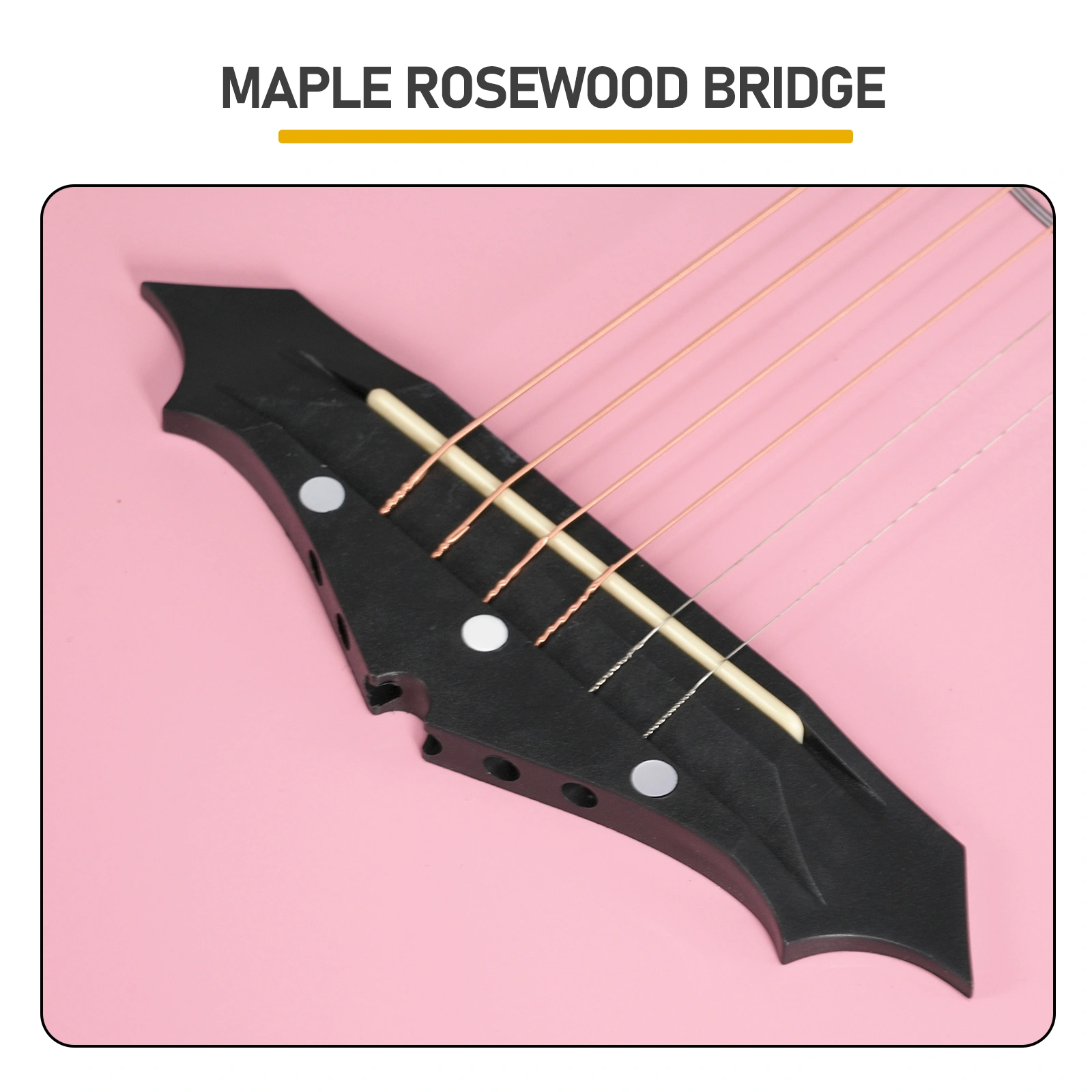 Matte Pink 38-inch Acoustic Guitar with Picks, Strings, Capo, Case, Tuner, and Strap view 10