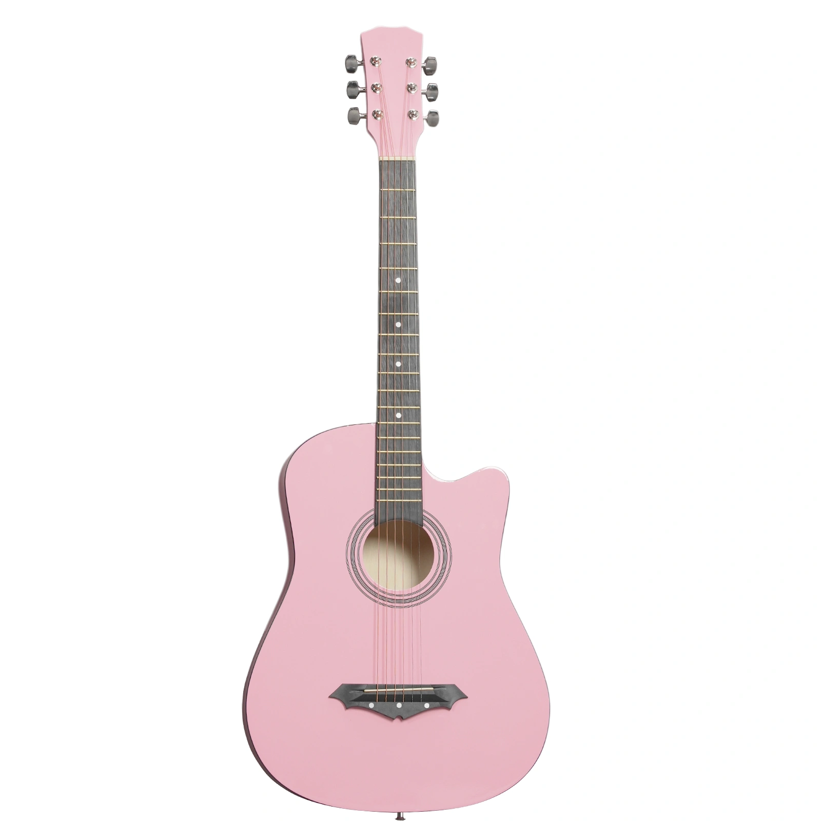 Matte Pink 38-inch Acoustic Guitar with Picks, Strings, Capo, Case, Tuner, and Strap view 5
