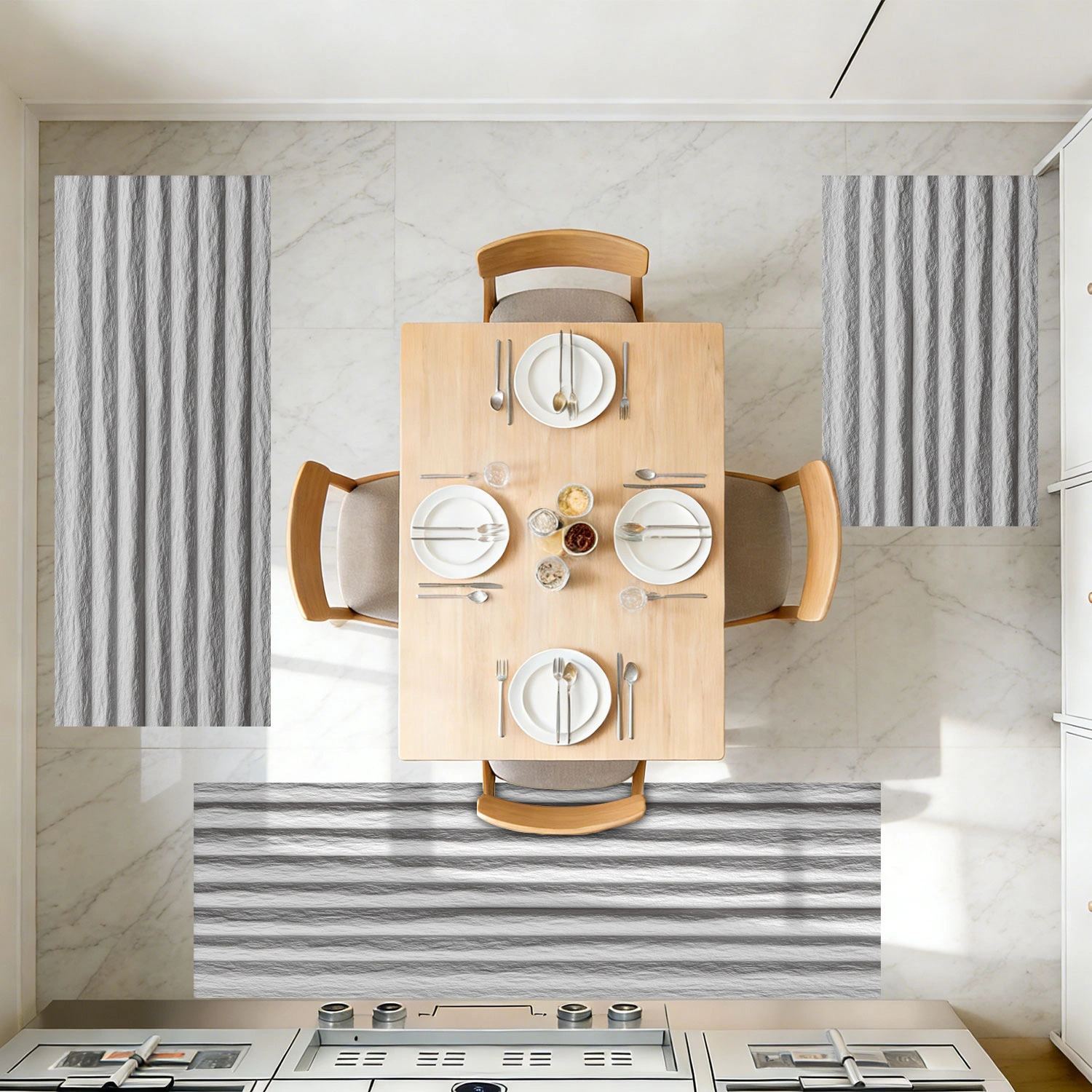 Three-piece kitchen rug set, non-slip and washable, abstract pattern kitchen hallway rug, soft and comfortable, suitable for sinks, floors, entrances, hallways and bathrooms. view 12