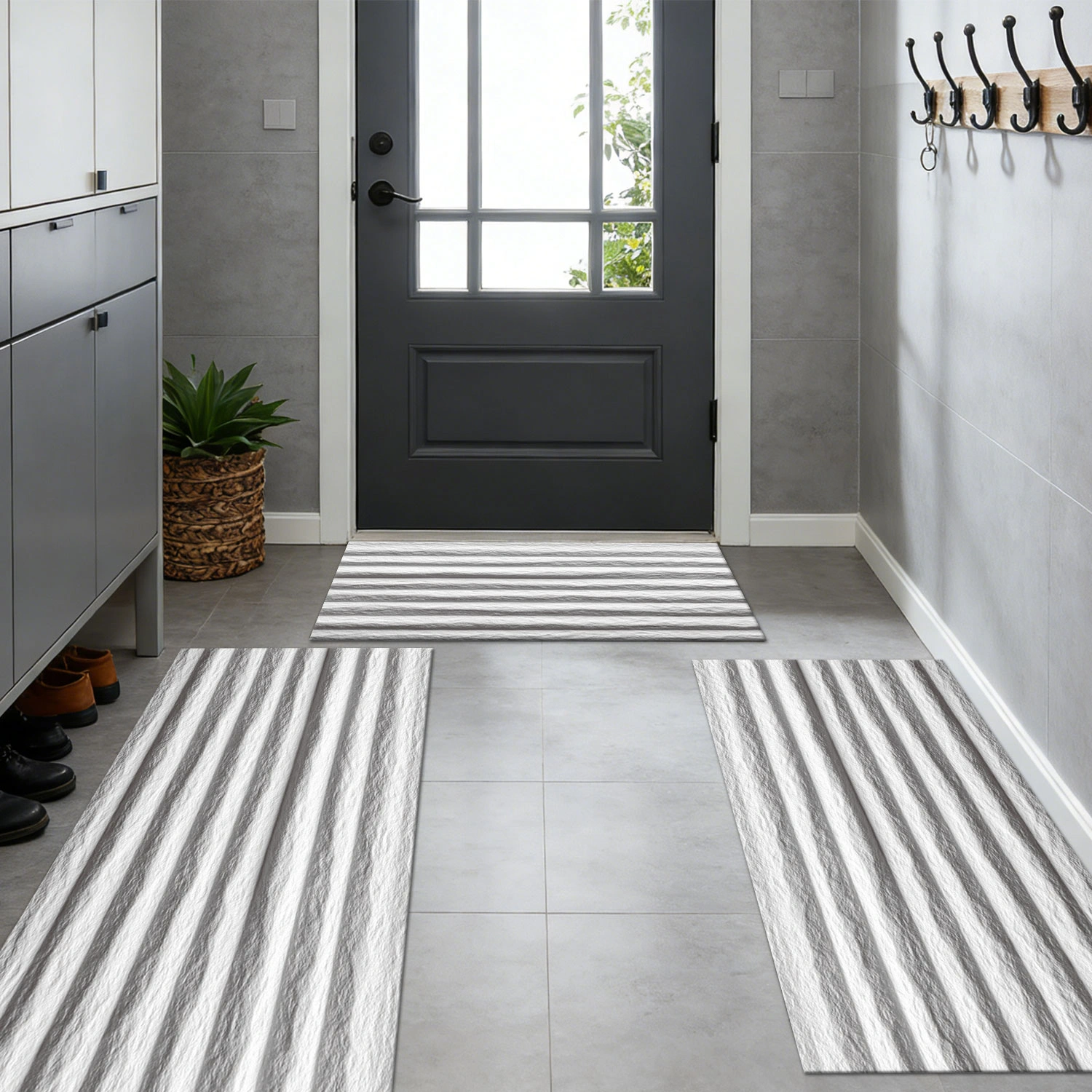 Three-piece kitchen rug set, non-slip and washable, abstract pattern kitchen hallway rug, soft and comfortable, suitable for sinks, floors, entrances, hallways and bathrooms. view 8