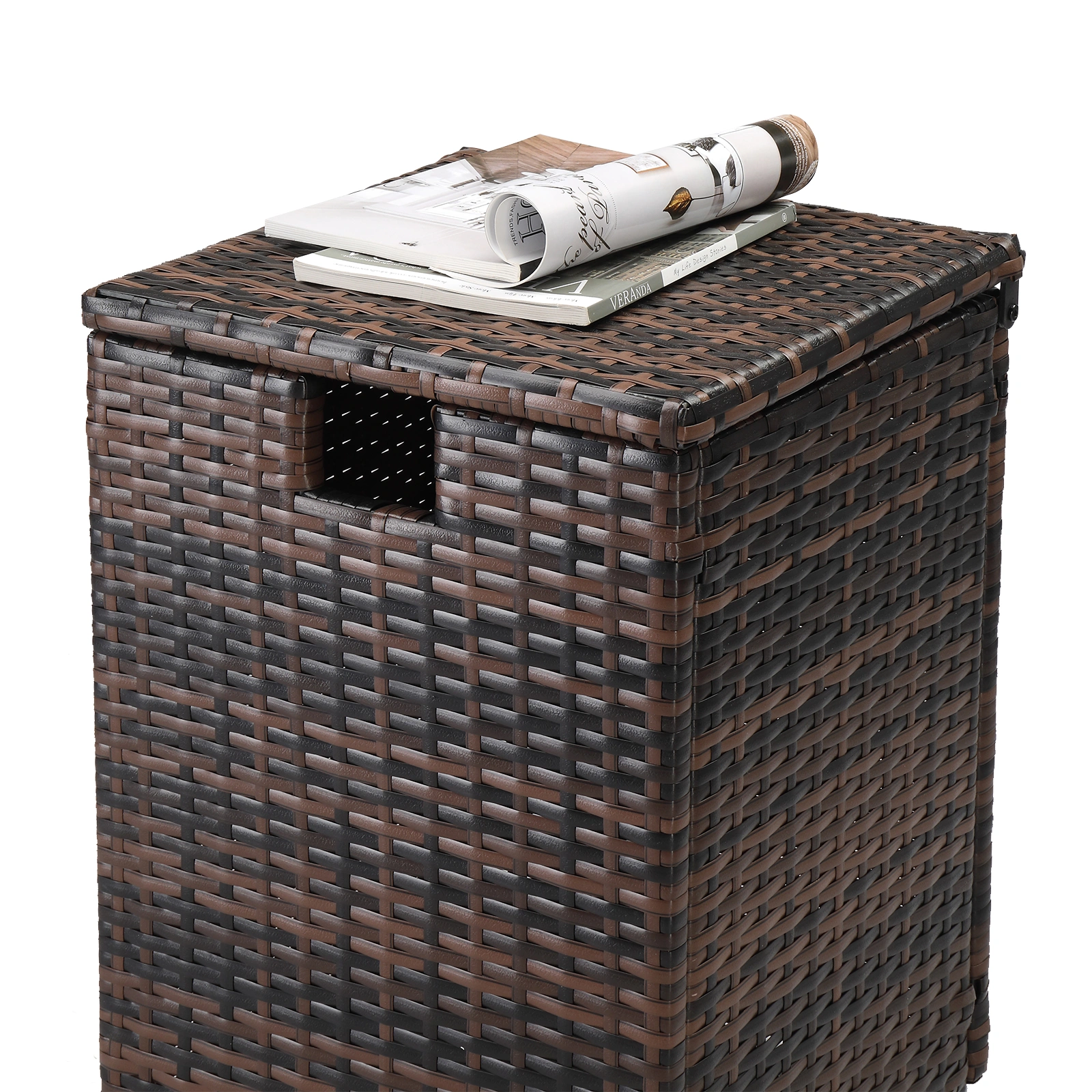 40*40*57cm Iron Frame Gas Bottle Storage Rattan Side Table Brown Gradient view 16