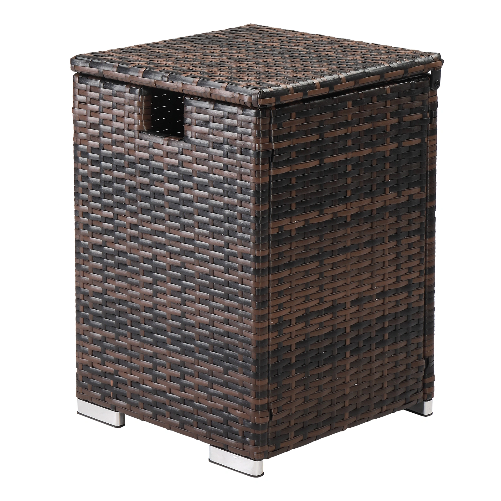 40*40*57cm Iron Frame Gas Bottle Storage Rattan Side Table Brown Gradient view 17