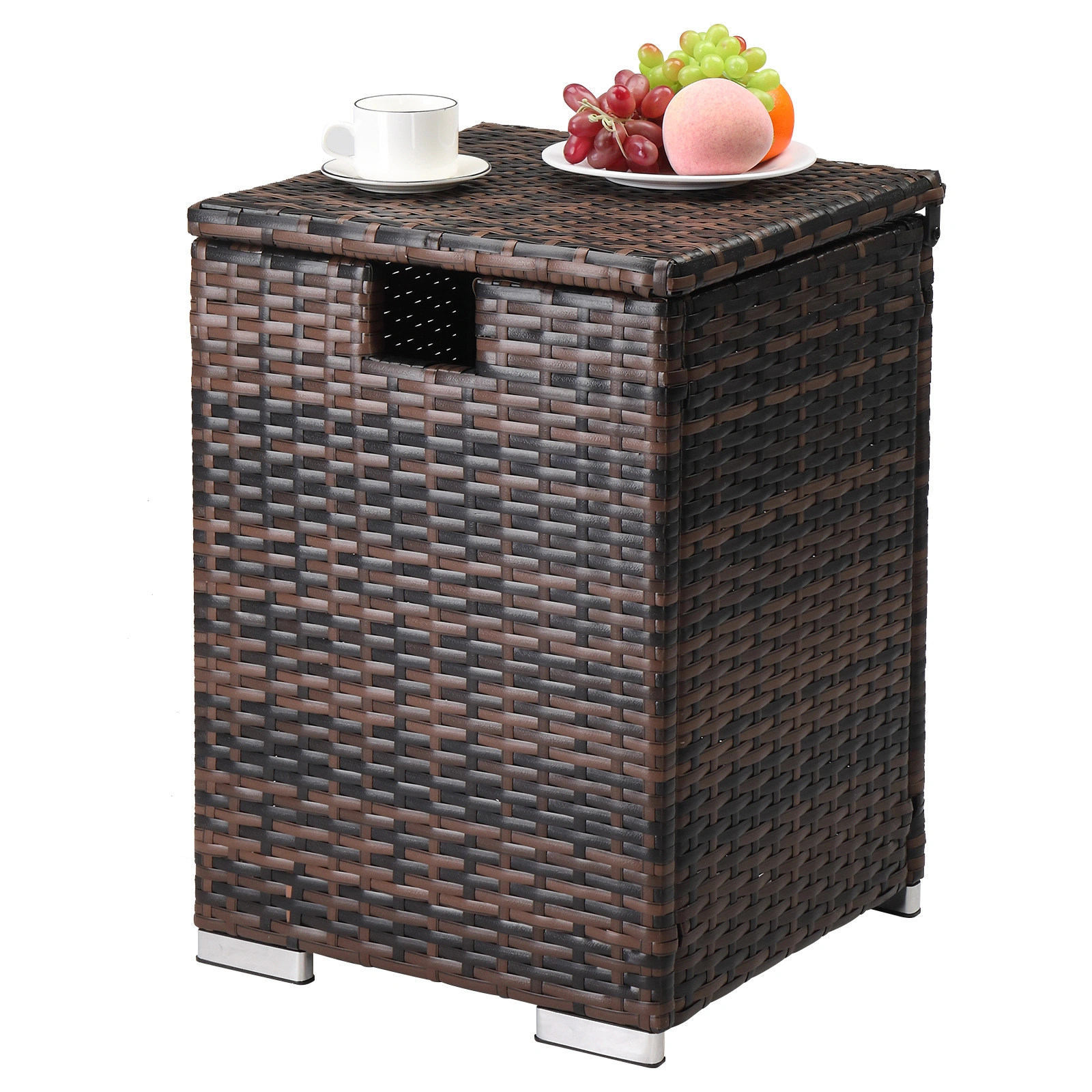 40*40*57cm Iron Frame Gas Bottle Storage Rattan Side Table Brown Gradient view 18