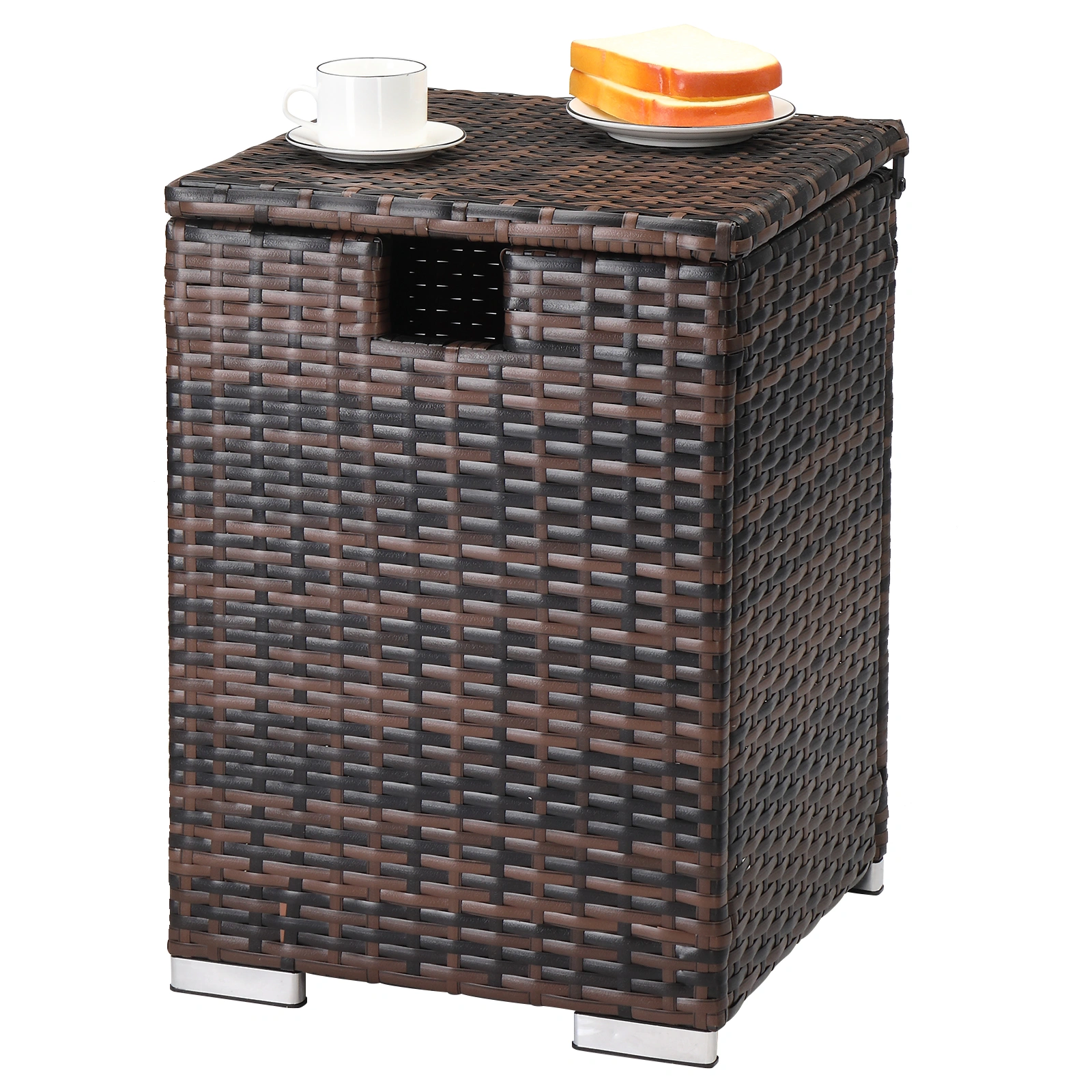 40*40*57cm Iron Frame Gas Bottle Storage Rattan Side Table Brown Gradient view 19