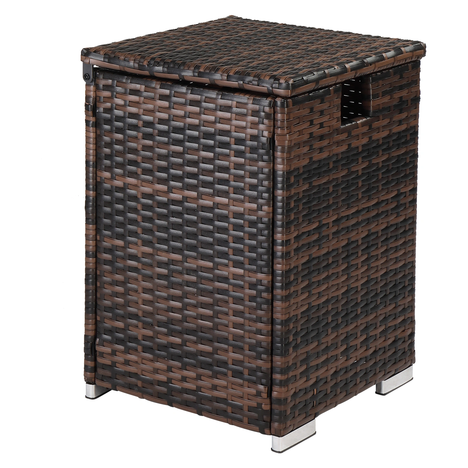 40*40*57cm Iron Frame Gas Bottle Storage Rattan Side Table Brown Gradient view 20
