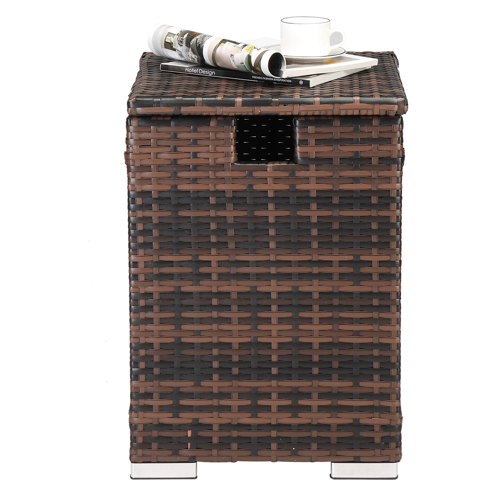 40*40*57cm Iron Frame Gas Bottle Storage Rattan Side Table Brown Gradient view 22
