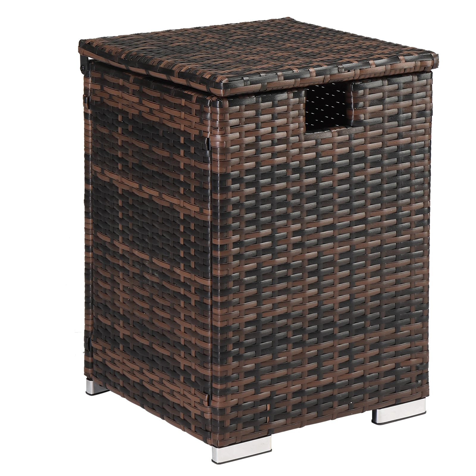 40*40*57cm Iron Frame Gas Bottle Storage Rattan Side Table Brown Gradient view 23