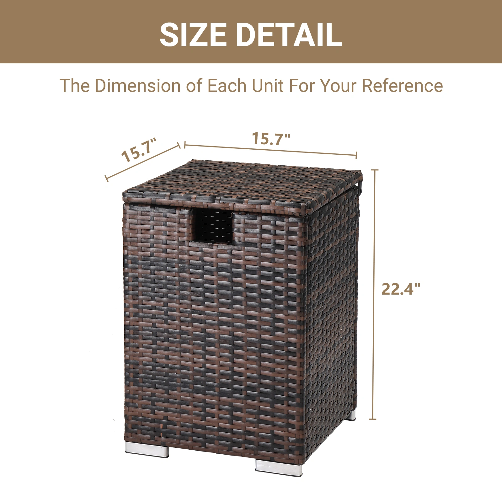 40*40*57cm Iron Frame Gas Bottle Storage Rattan Side Table Brown Gradient view 8