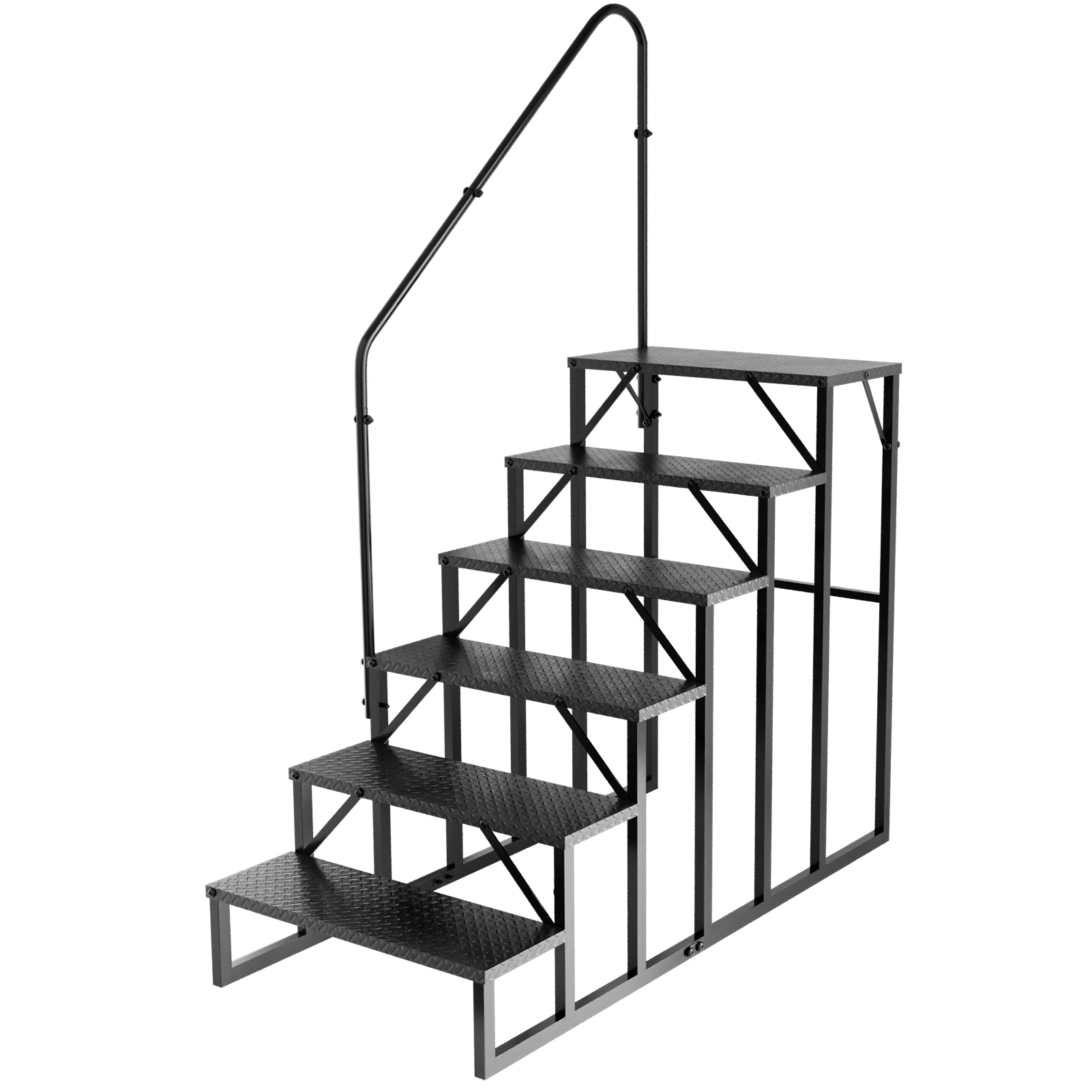 RV Stairs 6-Step Ladder, Anti-Slip Hot Tub Steps with Handrail, 660 lbs Capacity, for 5th Wheel RV & Mobile Home