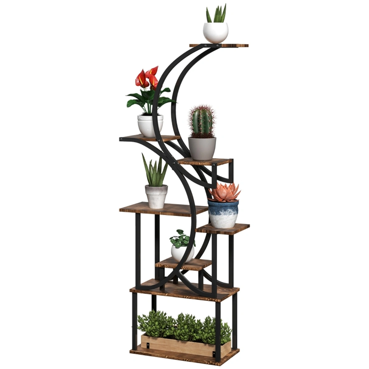 Flower Stand Plant Stand Indoor Outdoor Metal Garden Pot Rack Decorative Display Holder for Home Patio Balcony Yard view 4