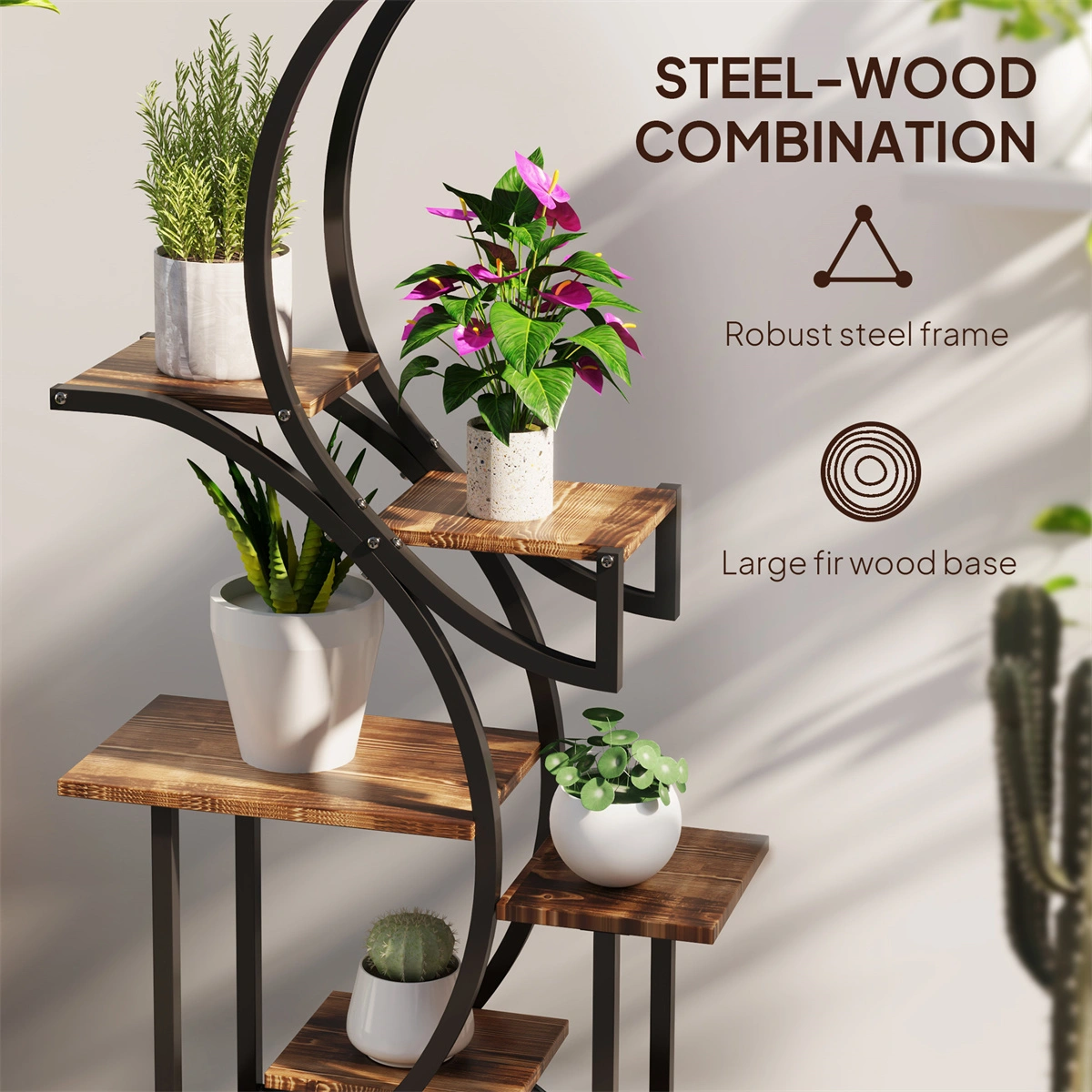 Flower Stand Plant Stand Indoor Outdoor Metal Garden Pot Rack Decorative Display Holder for Home Patio Balcony Yard view 5
