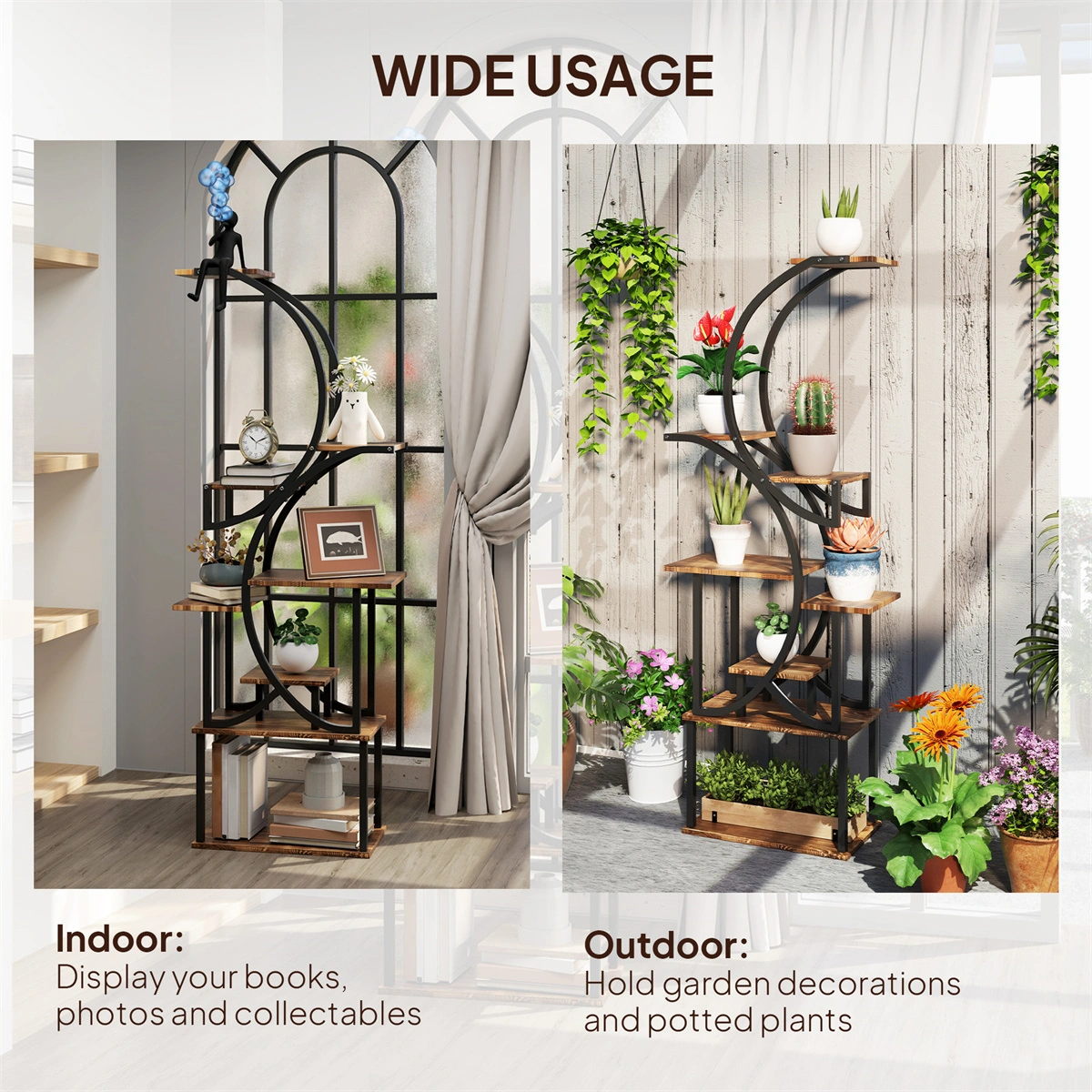 Flower Stand Plant Stand Indoor Outdoor Metal Garden Pot Rack Decorative Display Holder for Home Patio Balcony Yard view 7