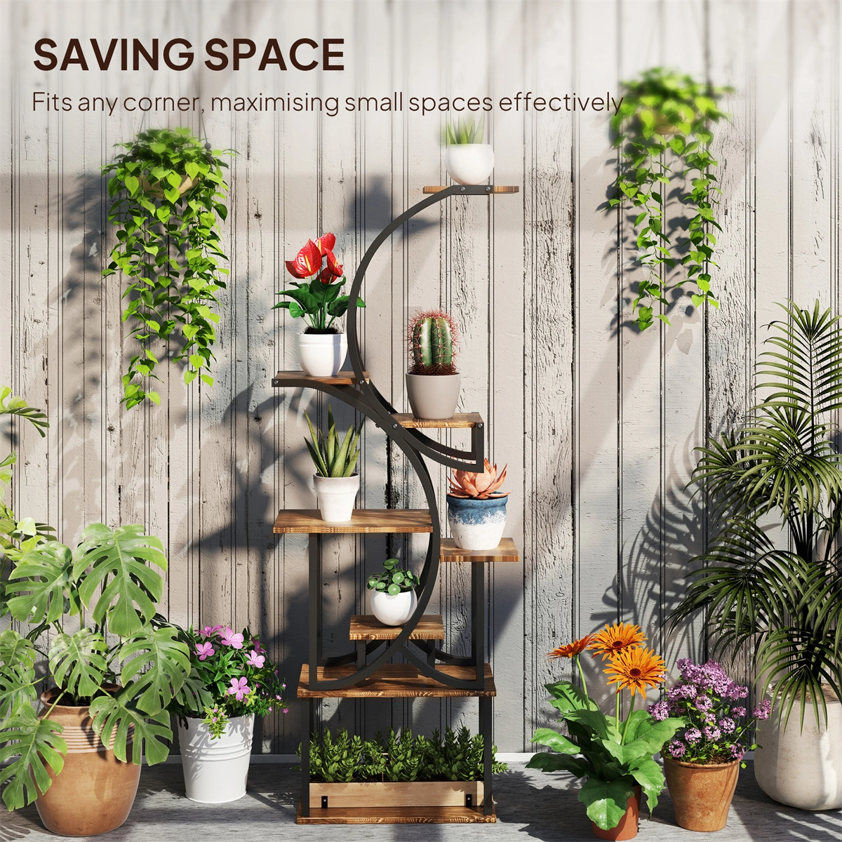 Flower Stand Plant Stand Indoor Outdoor Metal Garden Pot Rack Decorative Display Holder for Home Patio Balcony Yard view 8