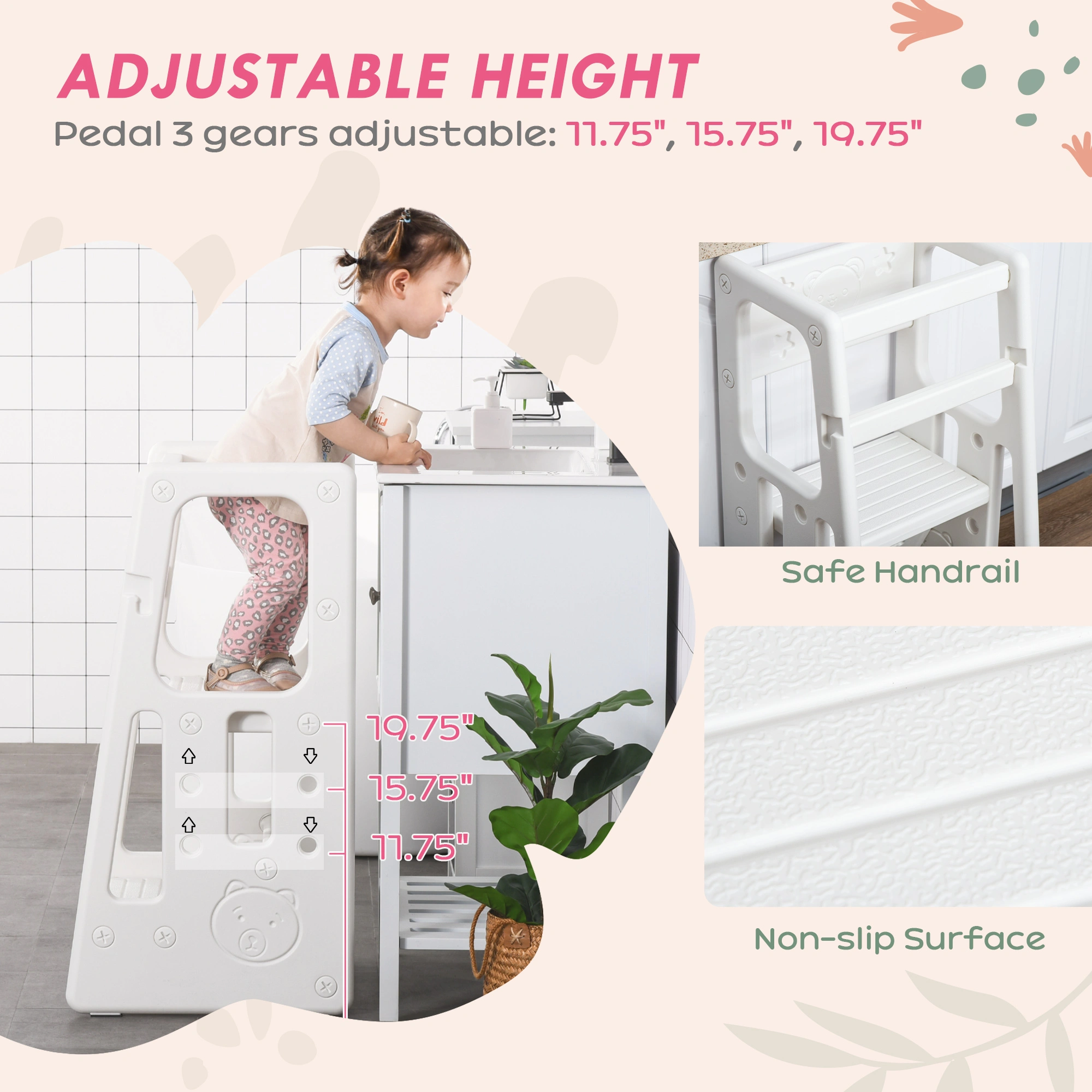 Anti-Fatigue Kitchen Step Stool, Non-Slip Stepping Stool for Home & Bathroom, Sturdy Platform Footstool view 3