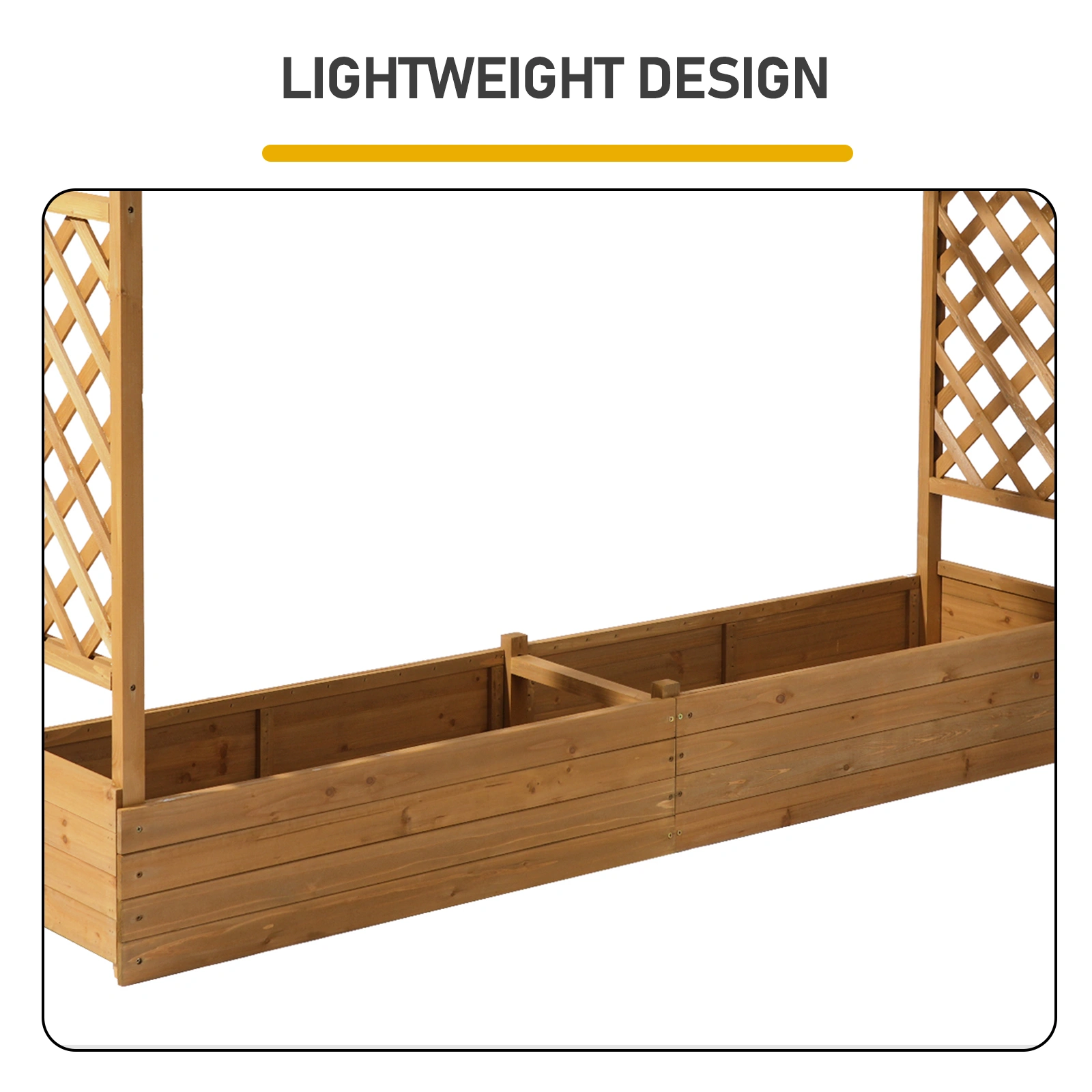 Raised Garden Bed with Trellis, Hanging Roof, Planter Box, Drainage Holes, Vertical Plant Container for Vine Climbing Plant Flower, Standing Wood Planter for Garden Patio Yard, Teak view 7