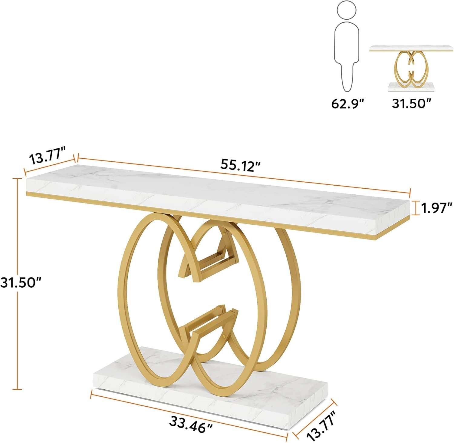 Long Console Table for Living Room, Slim Sofa Table with Storage Shelf, Entryway Hallway Table, Narrow Side Table for Small Spaces view 2