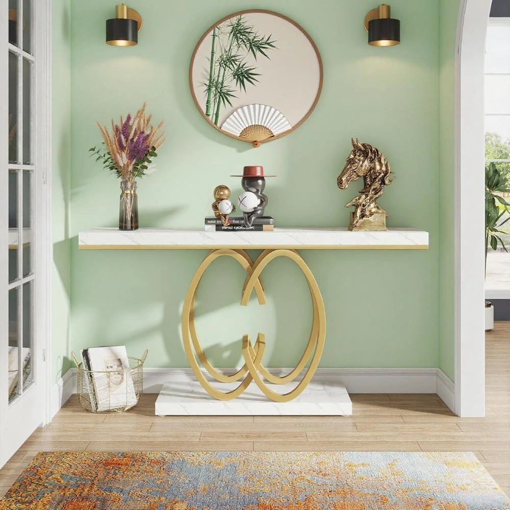 Long Console Table for Living Room, Slim Sofa Table with Storage Shelf, Entryway Hallway Table, Narrow Side Table for Small Spaces view 4