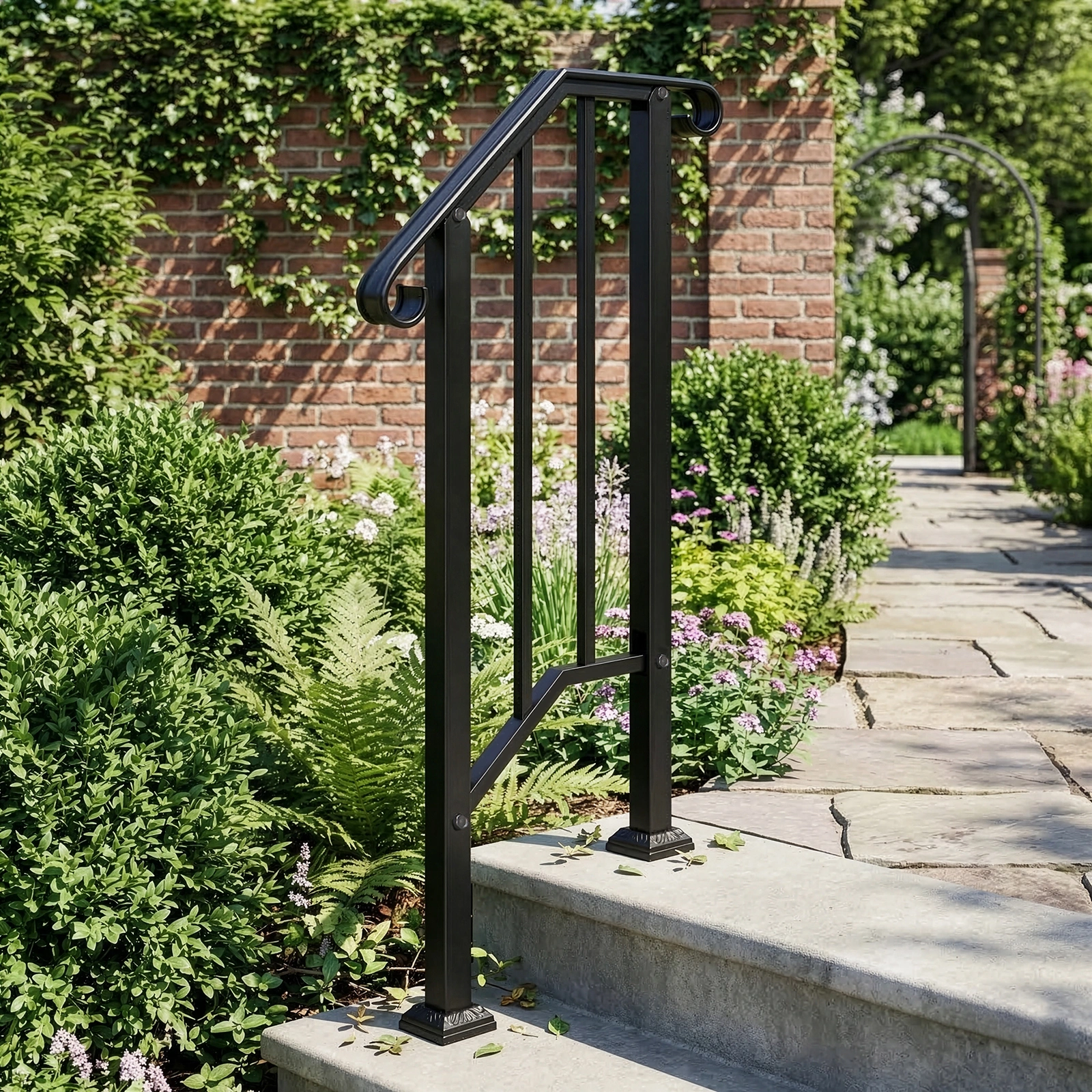 Artisasset Matte Black Outdoor 1st Tier Iron Handrail view 15
