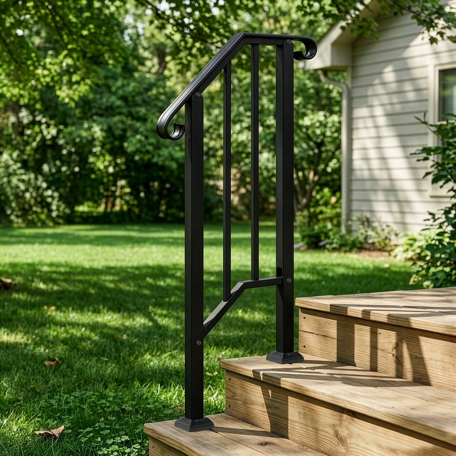 Artisasset Matte Black Outdoor 1st Tier Iron Handrail view 17