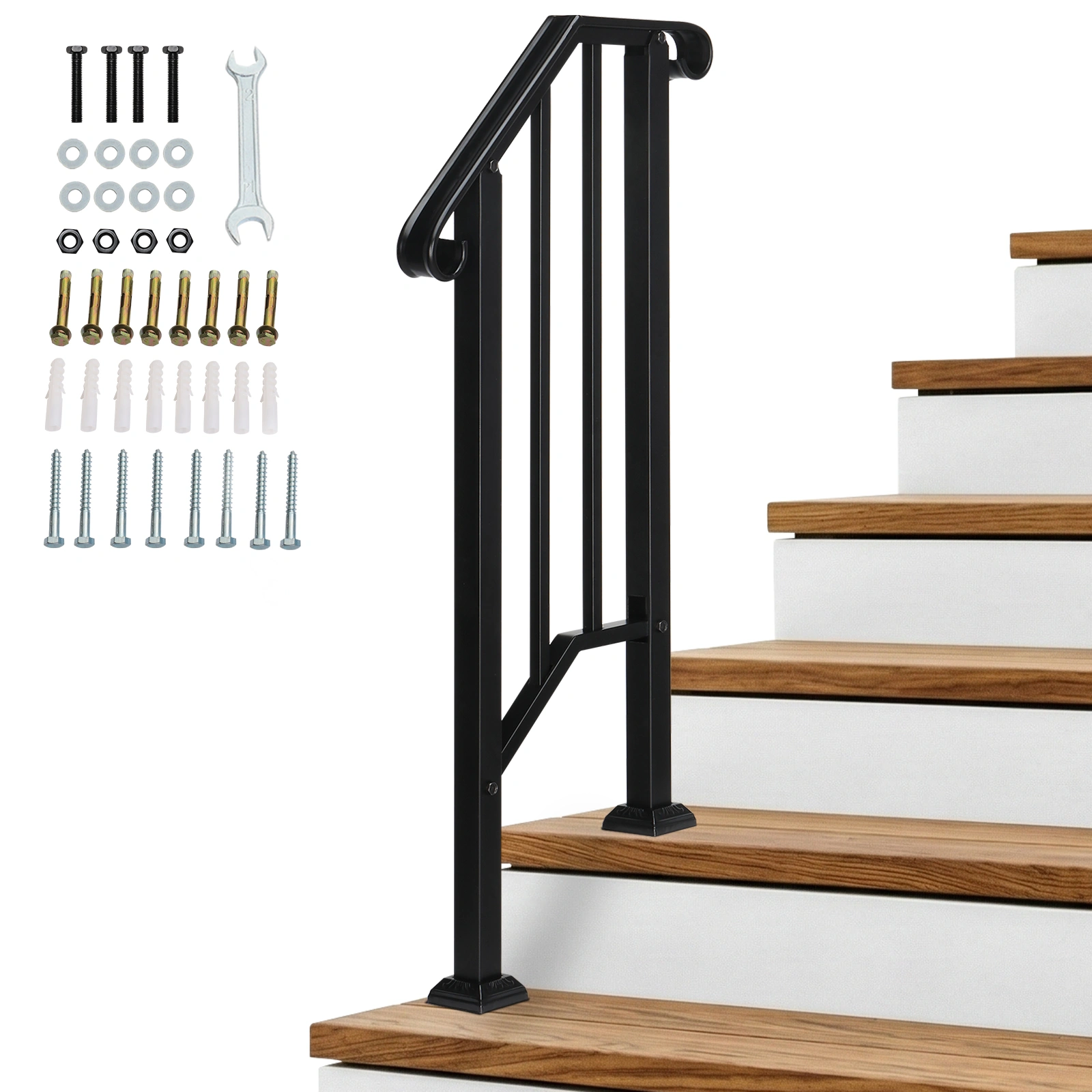 Artisasset Matte Black Outdoor 1st Tier Iron Handrail view 18