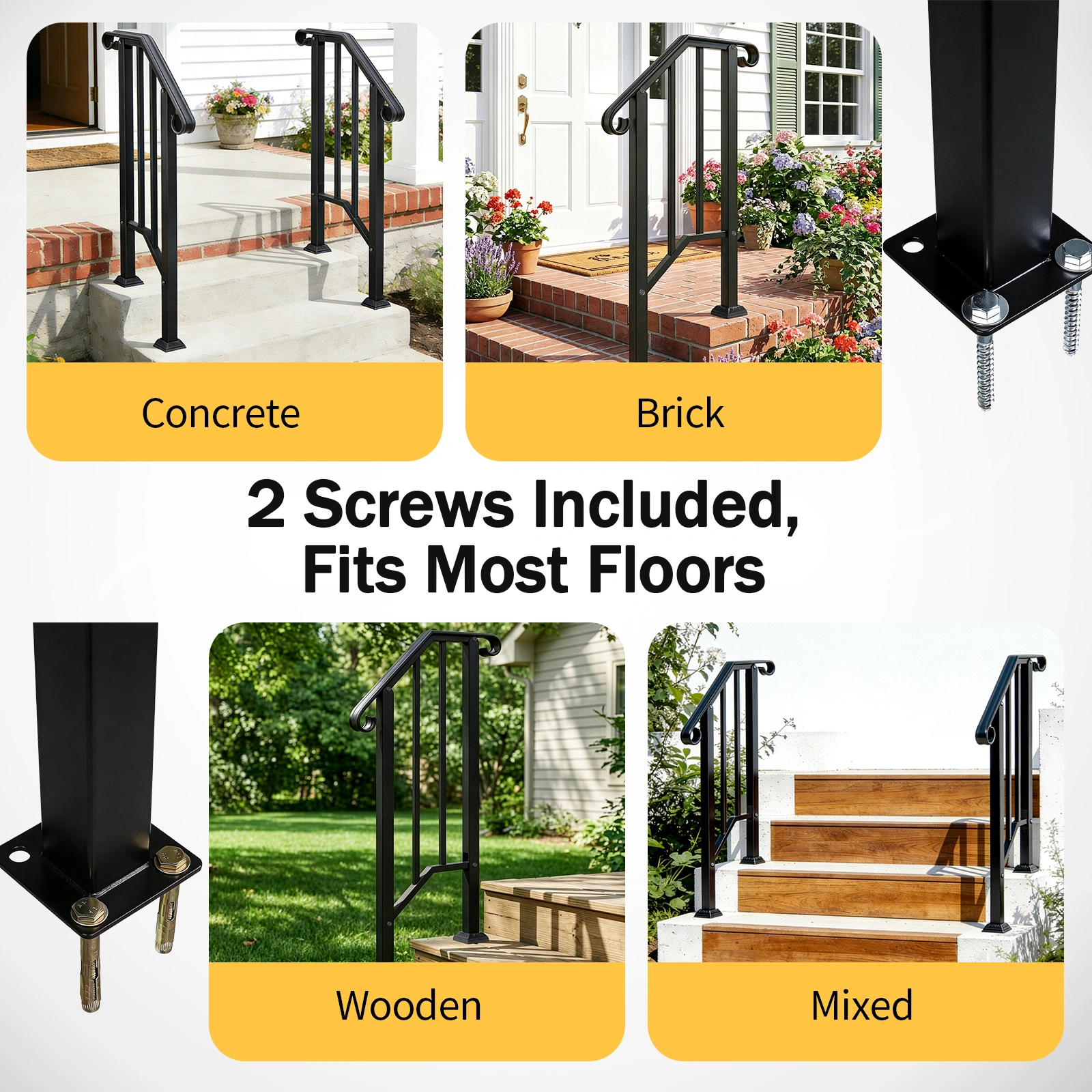 Artisasset Matte Black Outdoor 1st Tier Iron Handrail view 21