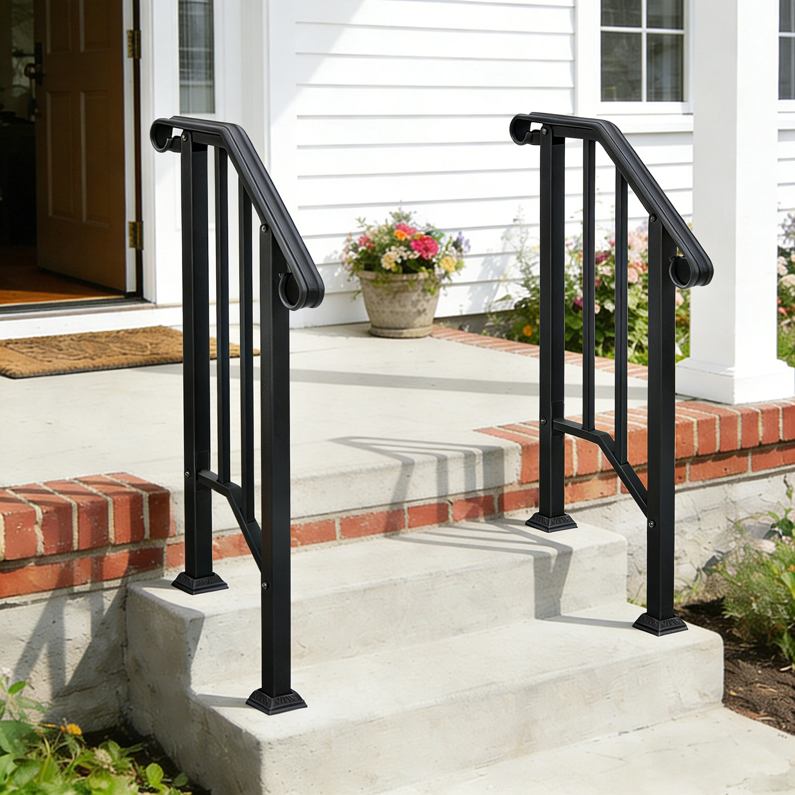 Artisasset Matte Black Outdoor 1st Tier Iron Handrail view 23