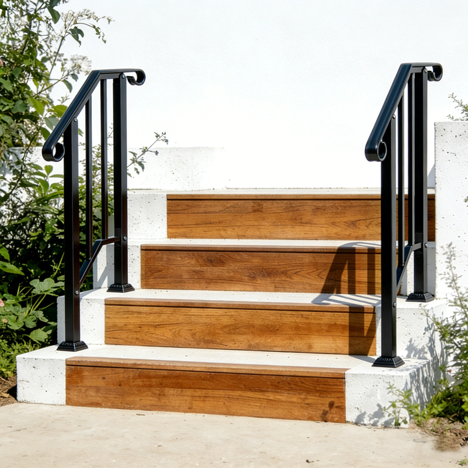 Artisasset Matte Black Outdoor 1st Tier Iron Handrail view 24