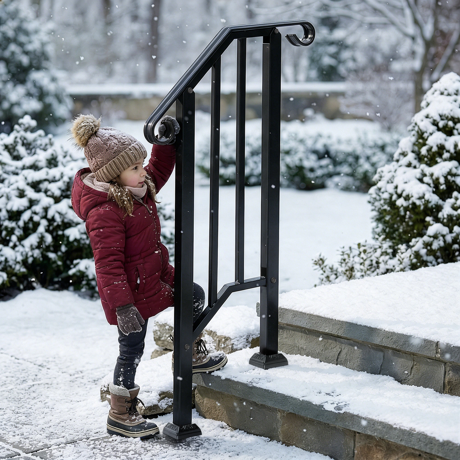 Artisasset Matte Black Outdoor 1st Tier Iron Handrail view 25