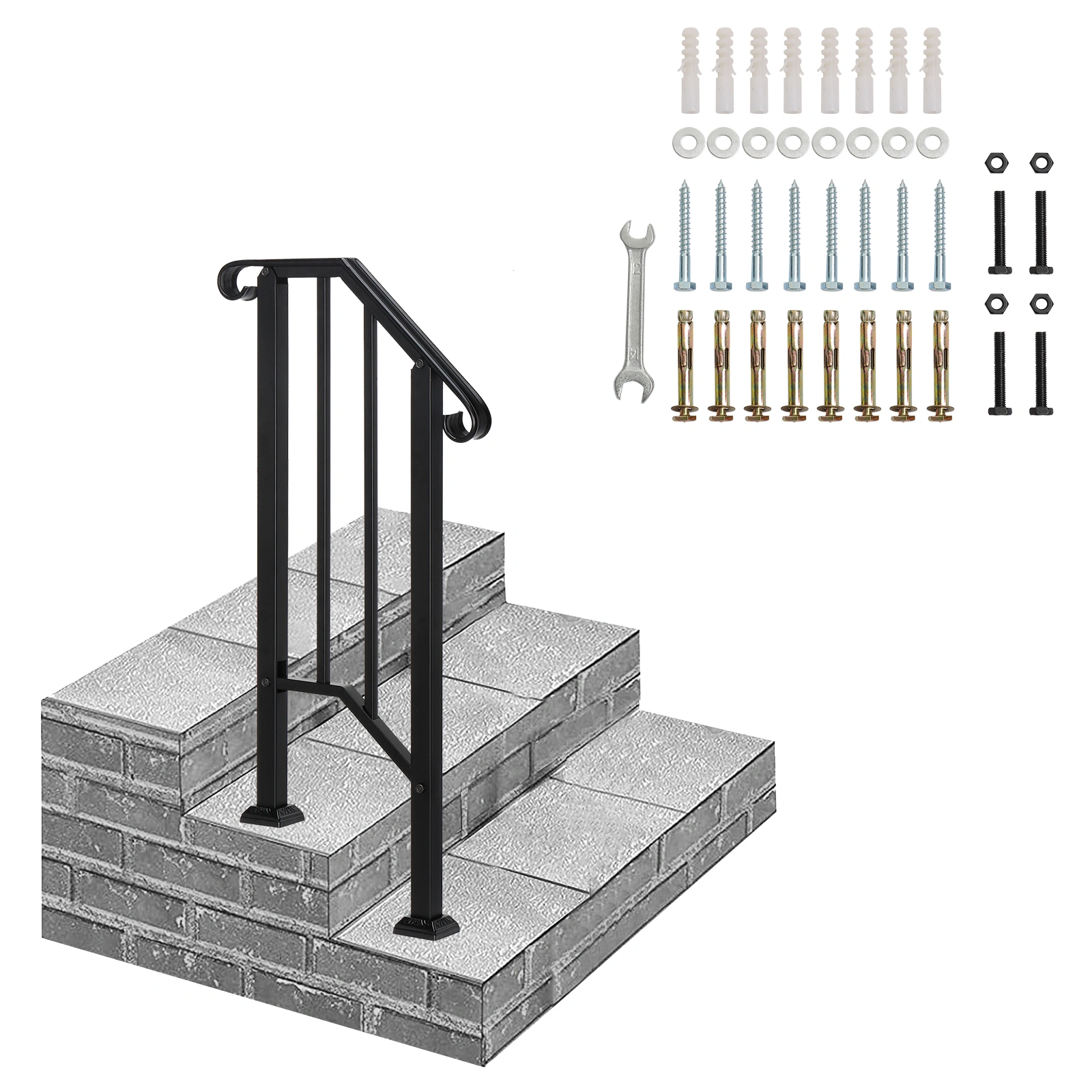 Artisasset Matte Black Outdoor 1st Tier Iron Handrail view 4