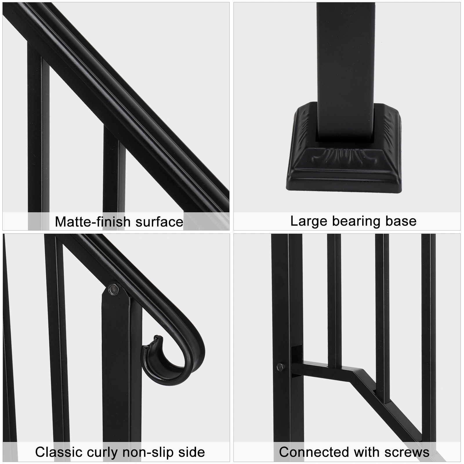 Artisasset Matte Black Outdoor 1st Tier Iron Handrail view 6