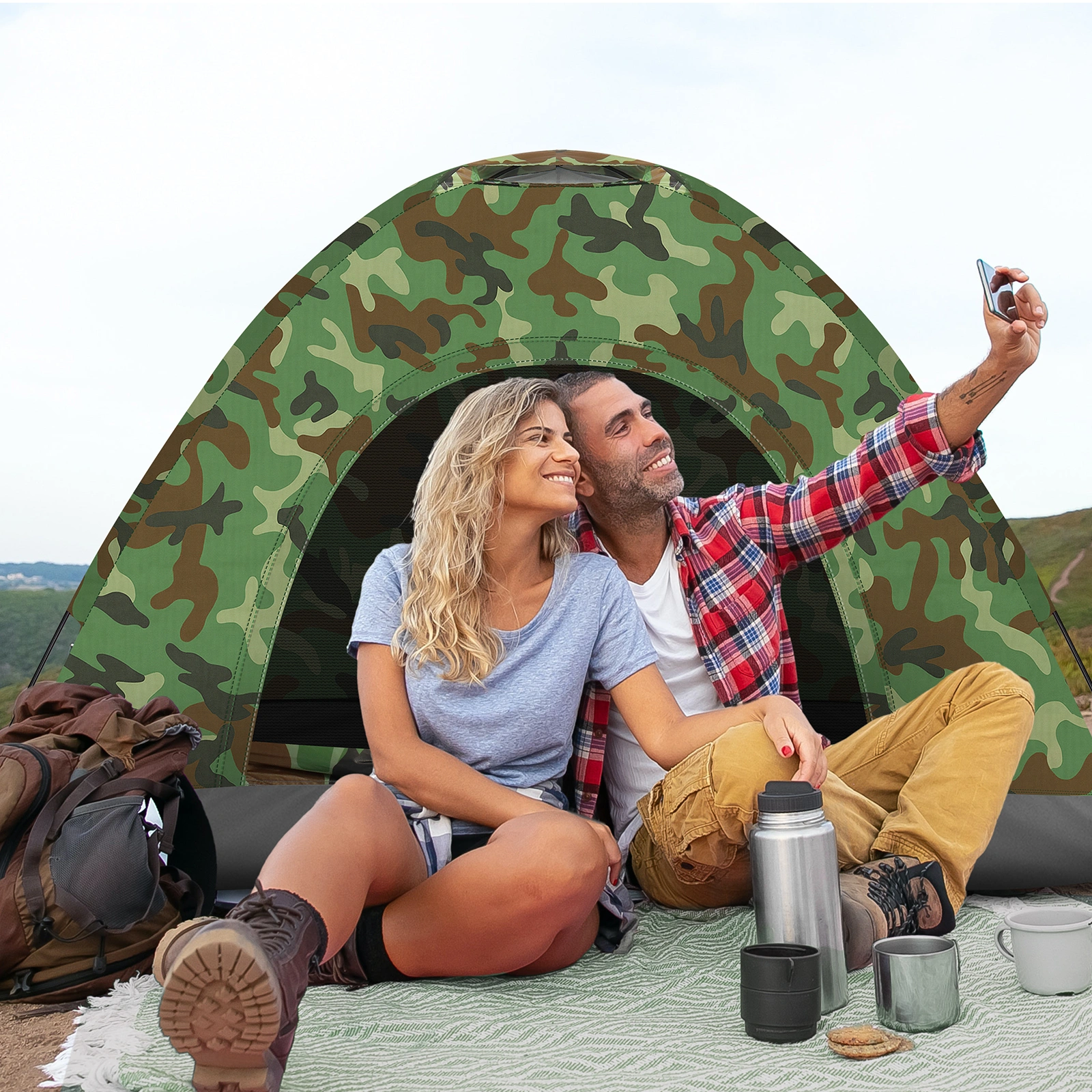 3-4 Person Camping Dome Tent Camouflage view 12