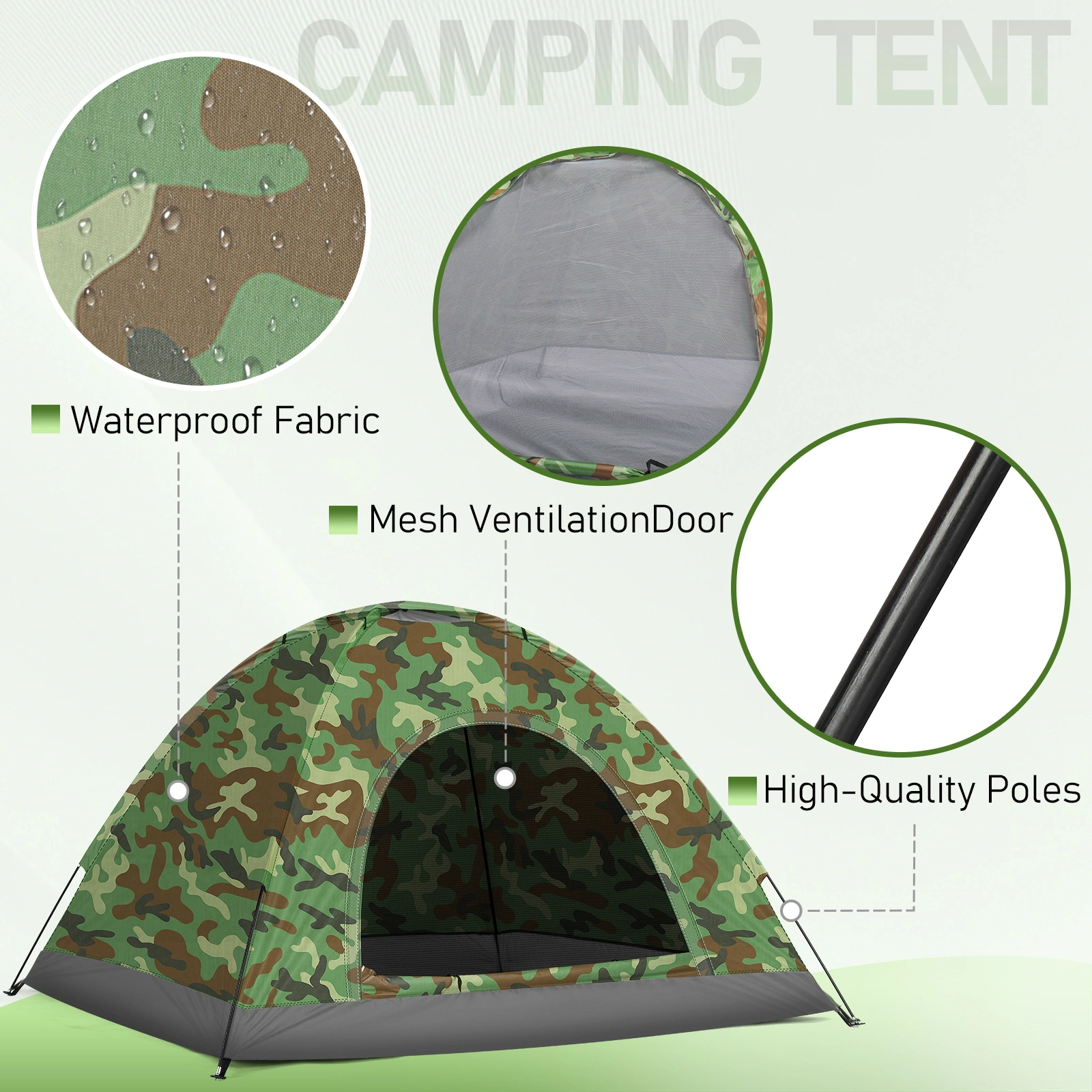 3-4 Person Camping Dome Tent Camouflage view 7