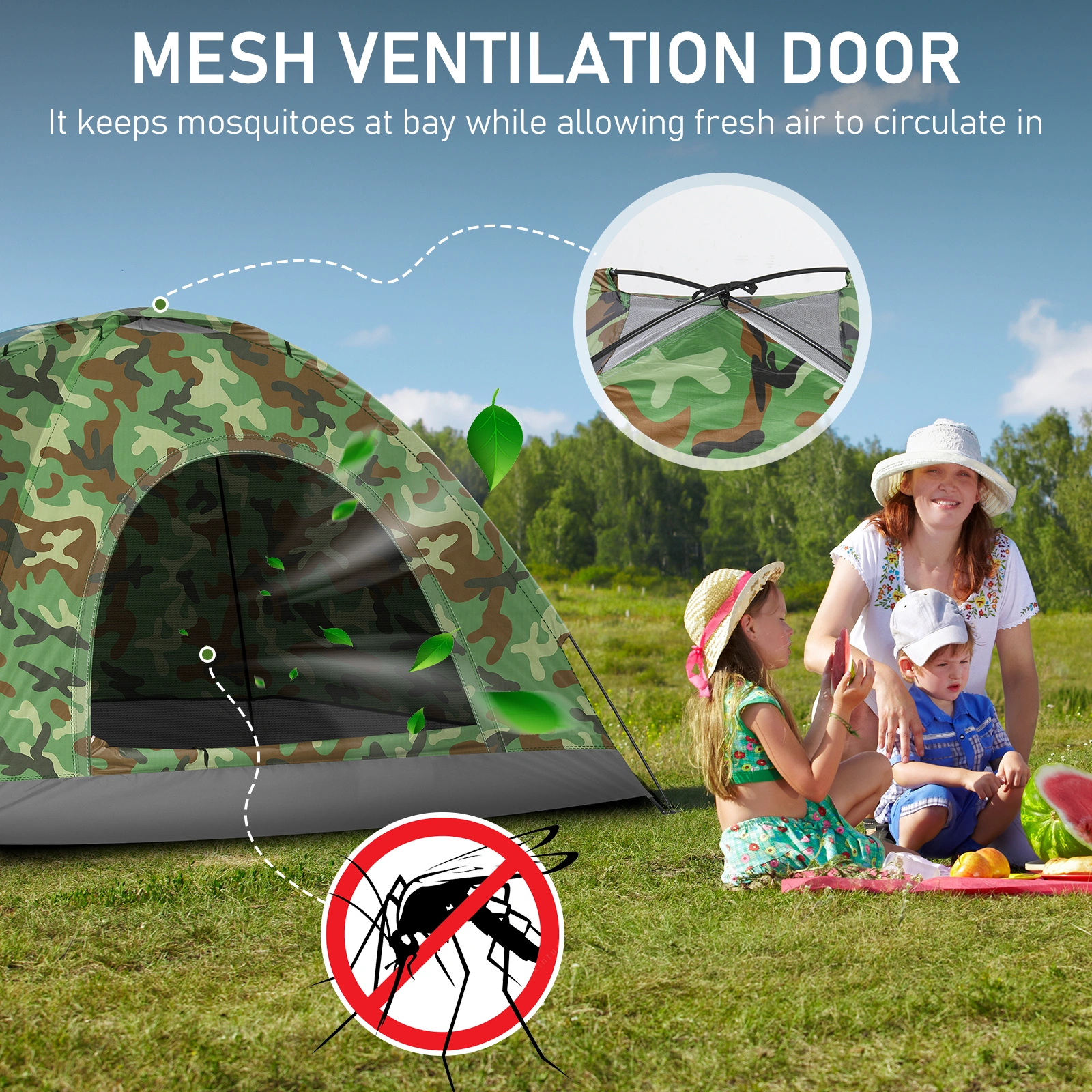 3-4 Person Camping Dome Tent Camouflage view 8