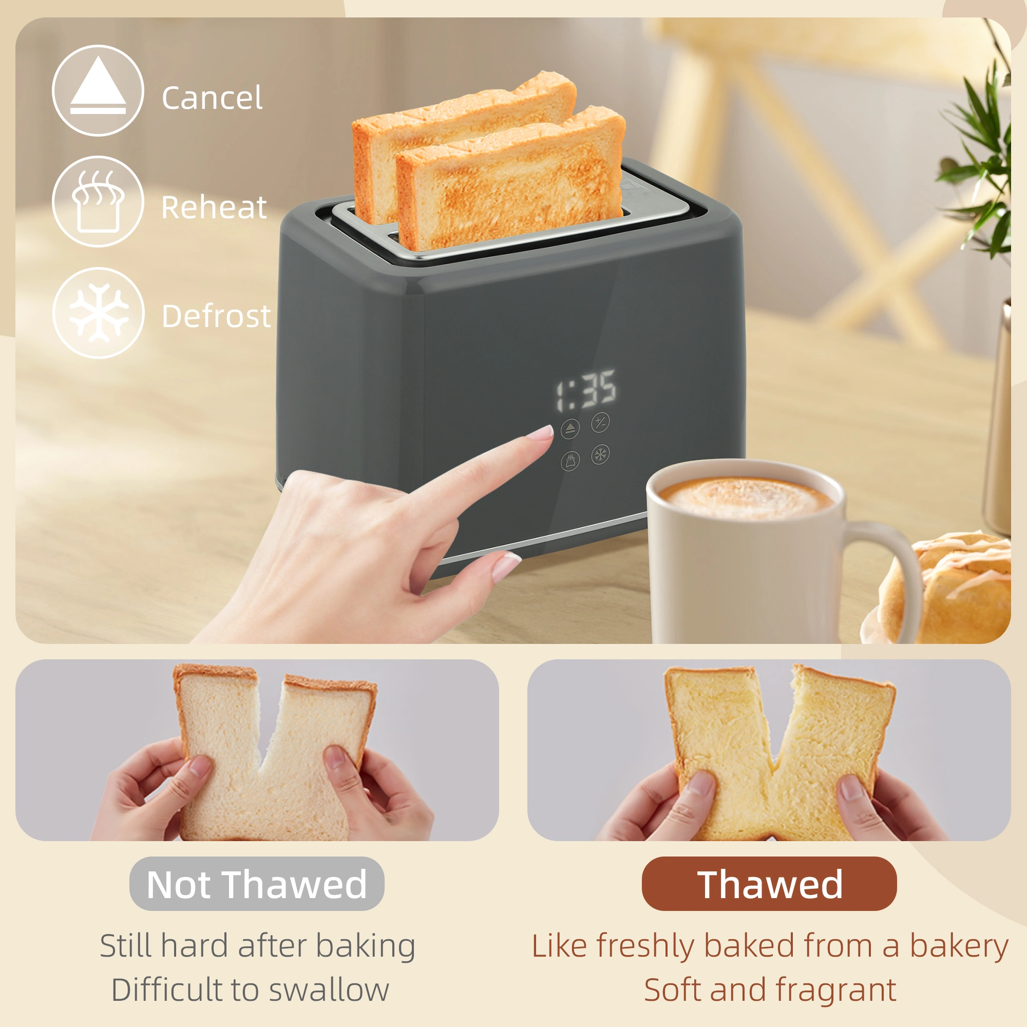 Kettle and Toaster Set - Stainless Steel 2-in-1 Countertop Appliance Combo for Home Kitchen view 5