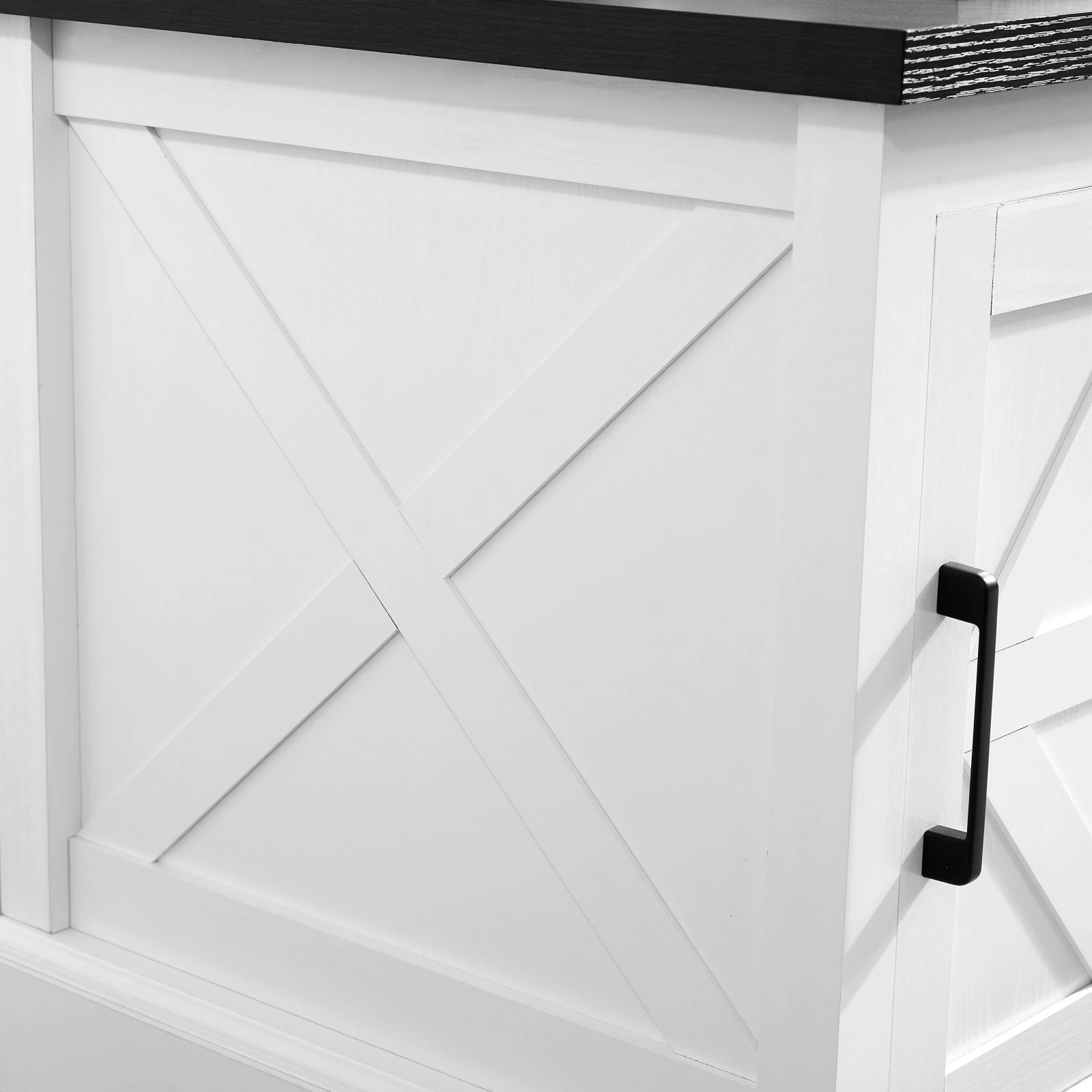 Farmhouse end table Nightstand Rectangular Farmhouse End Table with Barn Door and Adjustable Storage Shelf, Rustic Sofa Side Table for Living Room, Bedroom, White view 5