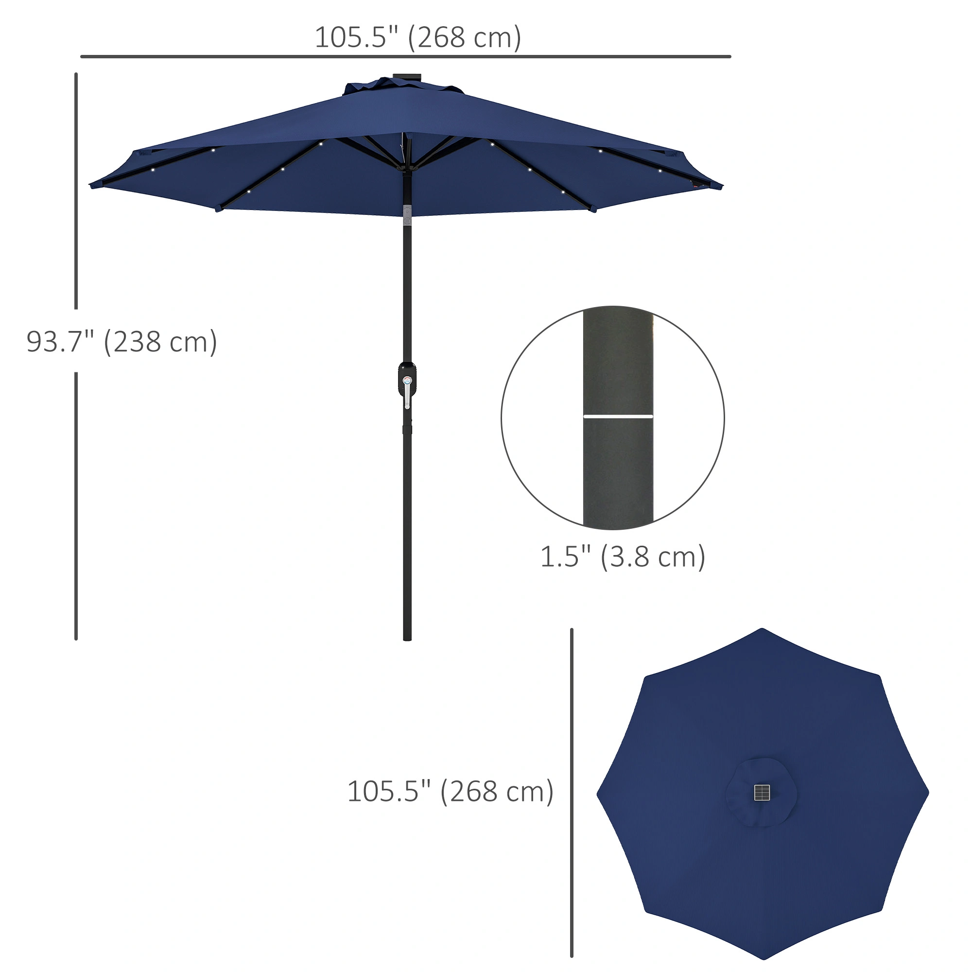 Outdoor Beach Umbrella 9FT Sun Parasol UV Protection Patio Garden Terrace Canopy view 3